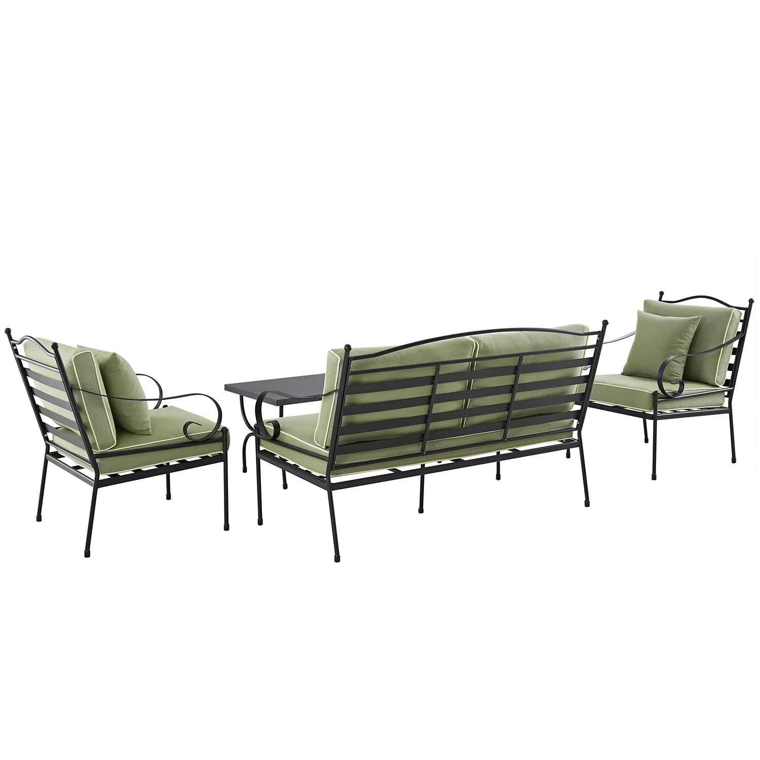 Haymes Indoor and Outdoor Metal Sofa Set with Coffee Table, Reseda Green - Image 4