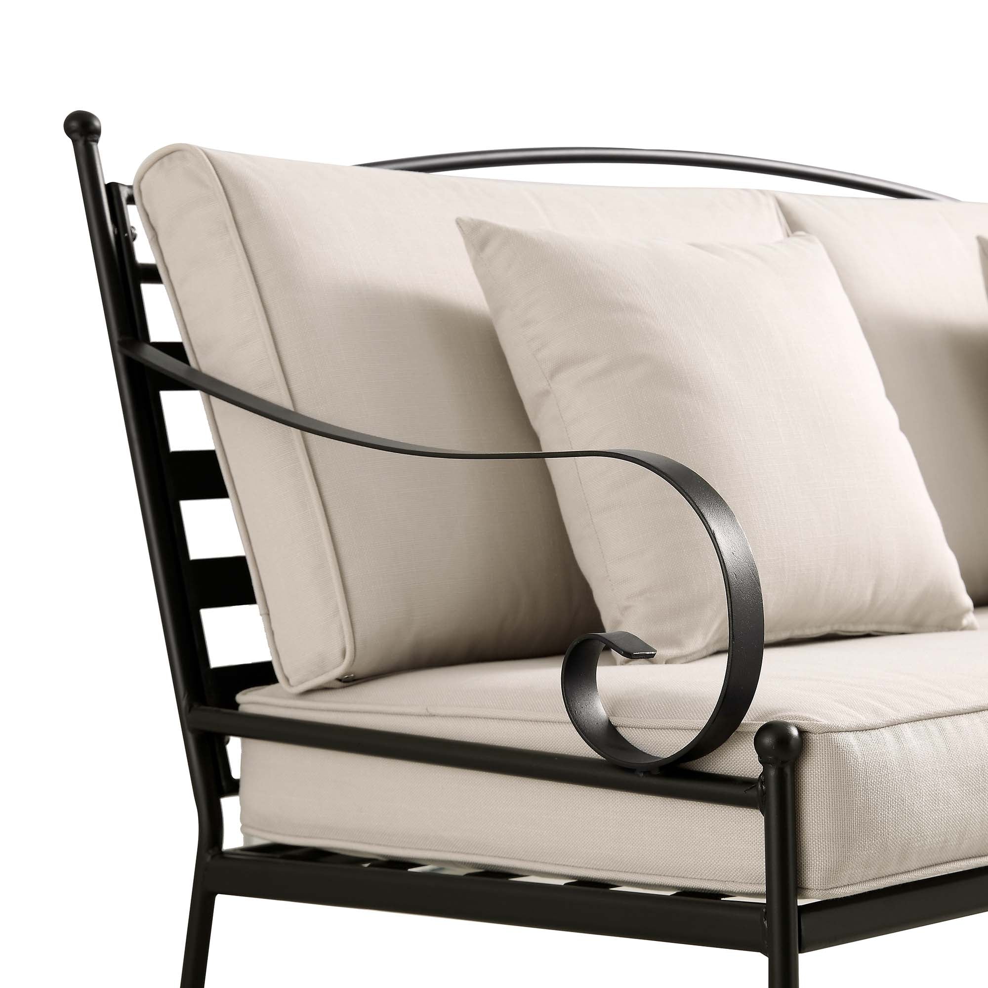 Haymes Indoor and Outdoor Metal Sofa Set with Coffee Table, Beige - Image 8