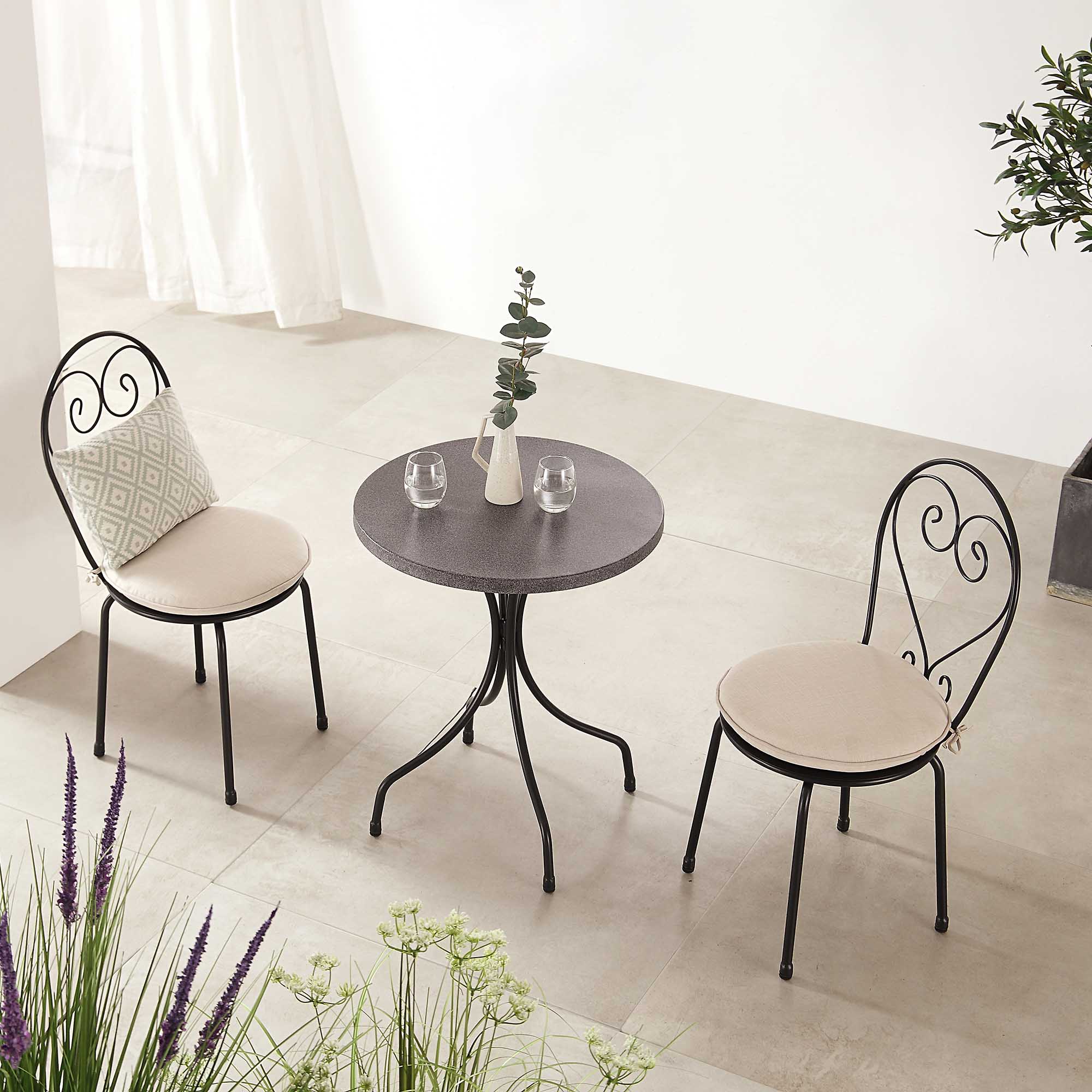 Haymes Metal Indoor and Outdoor Bistro Set, Beige - Image 2