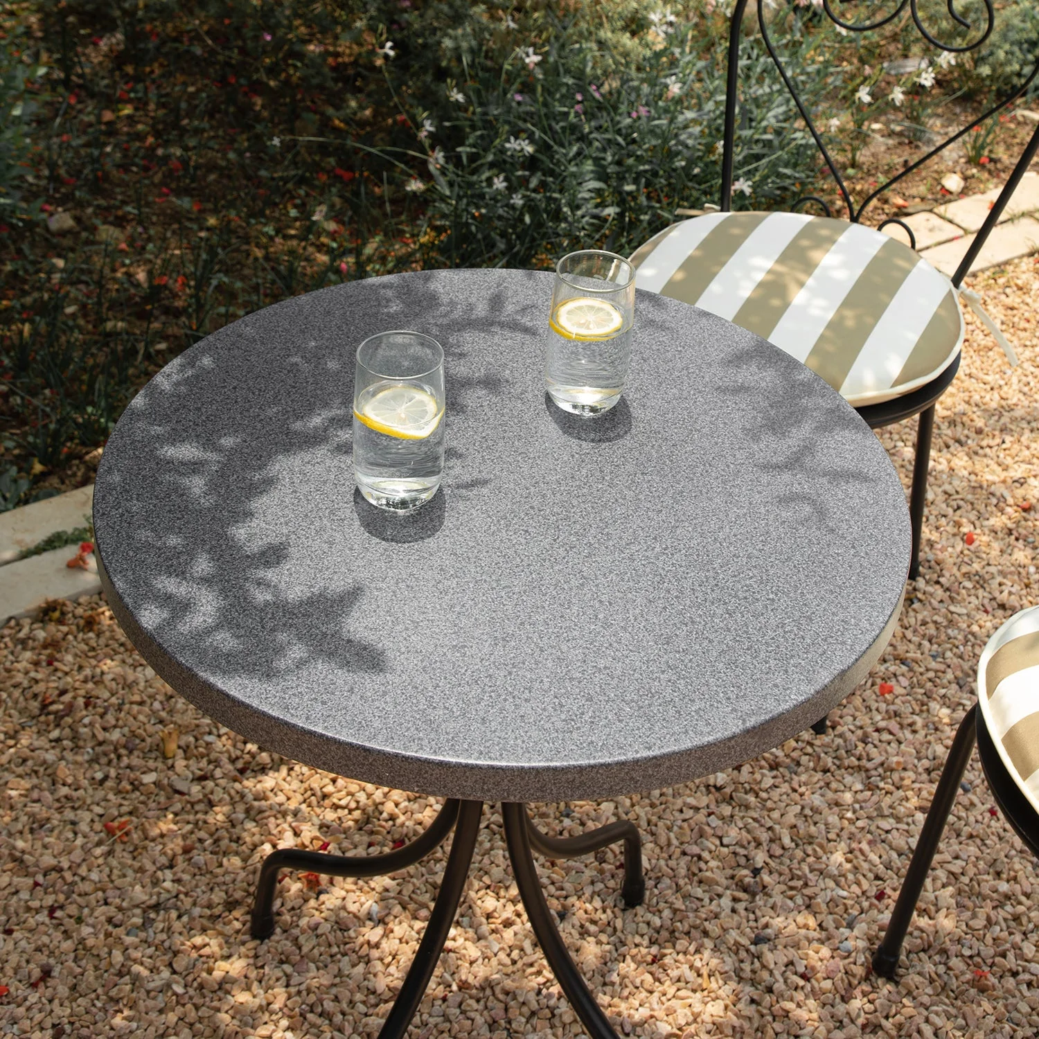 Haymes Metal Indoor and Outdoor Bistro Set, Khaki Stripe - Image 4