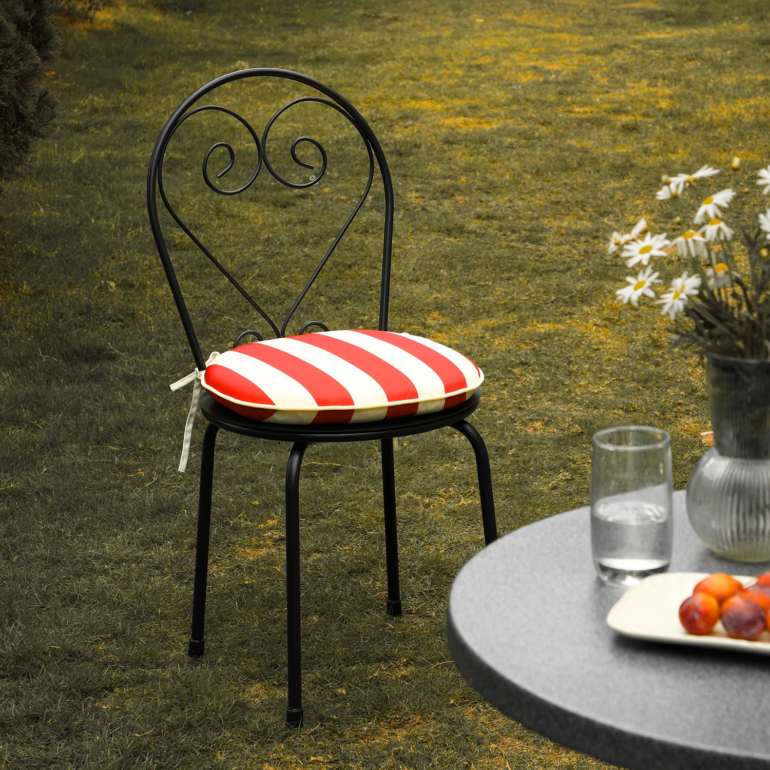 Haymes Metal Indoor and Outdoor Bistro Set, Scarlet Stripe - Image 5