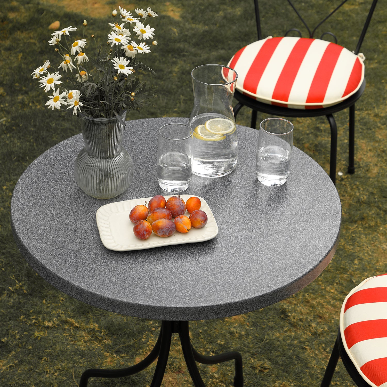 Haymes Metal Indoor and Outdoor Bistro Set, Scarlet Stripe - Image 6