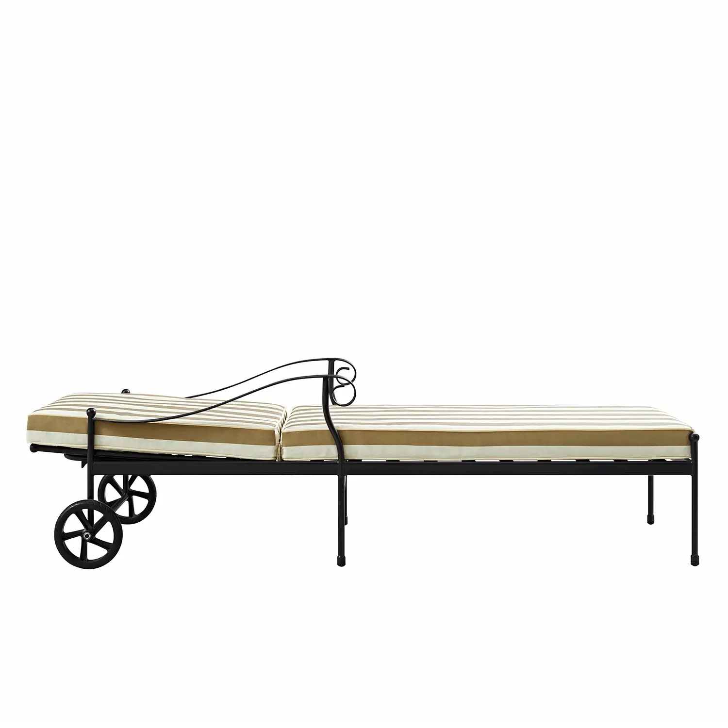 Haymes Metal Sun Lounger with Wheels, Khaki Stripe - Image 2