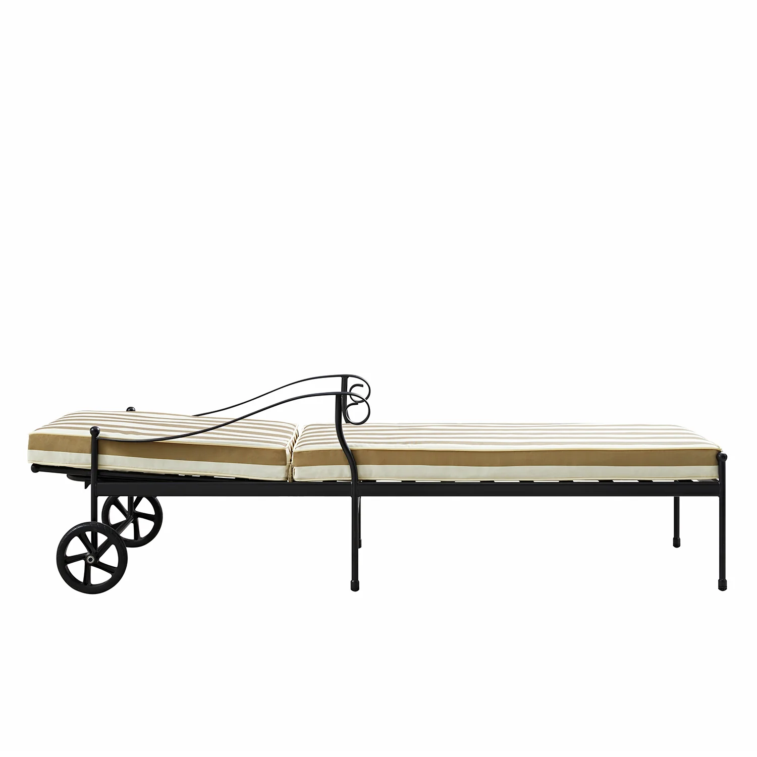 Haymes Metal Sun Lounger with Wheels, Khaki Stripe - Image 4
