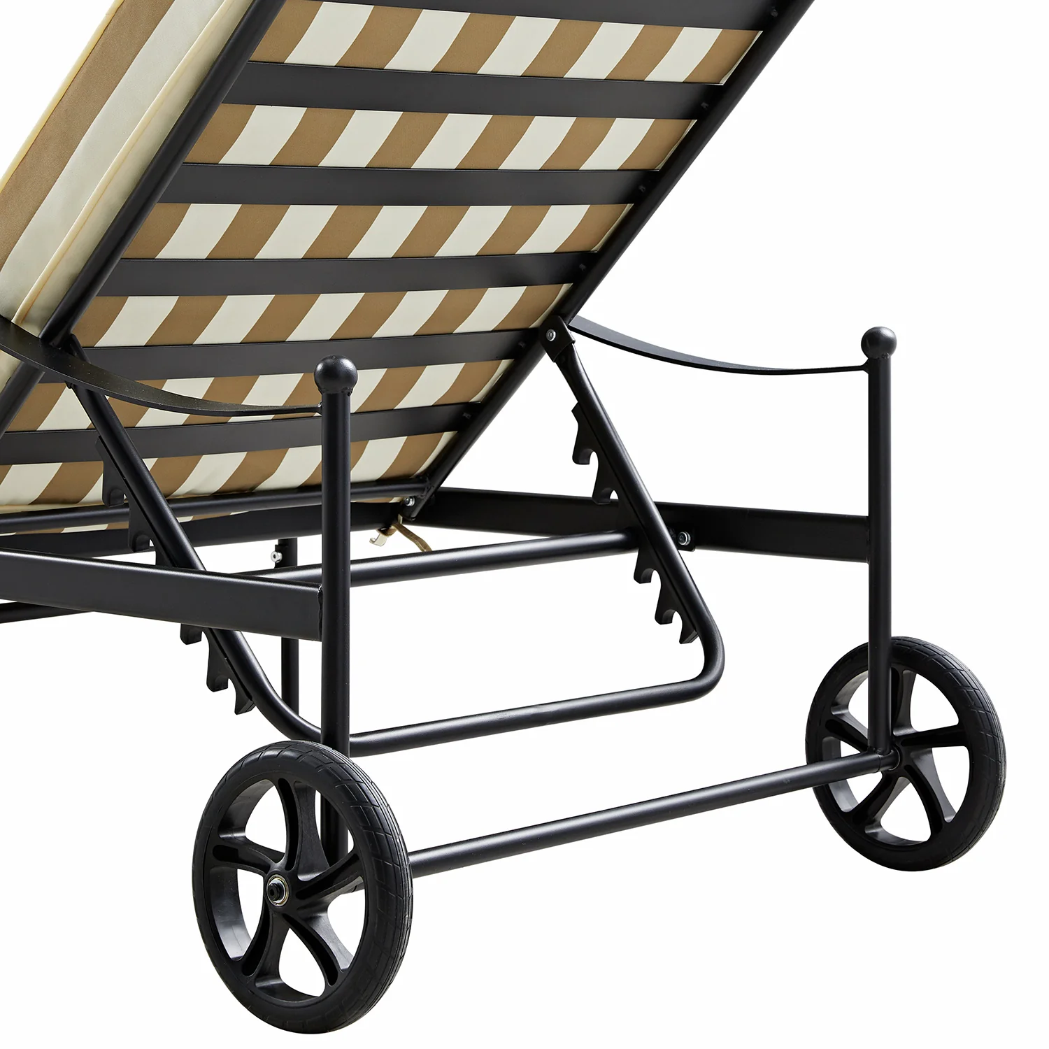 Haymes Metal Sun Lounger with Wheels, Khaki Stripe - Image 7
