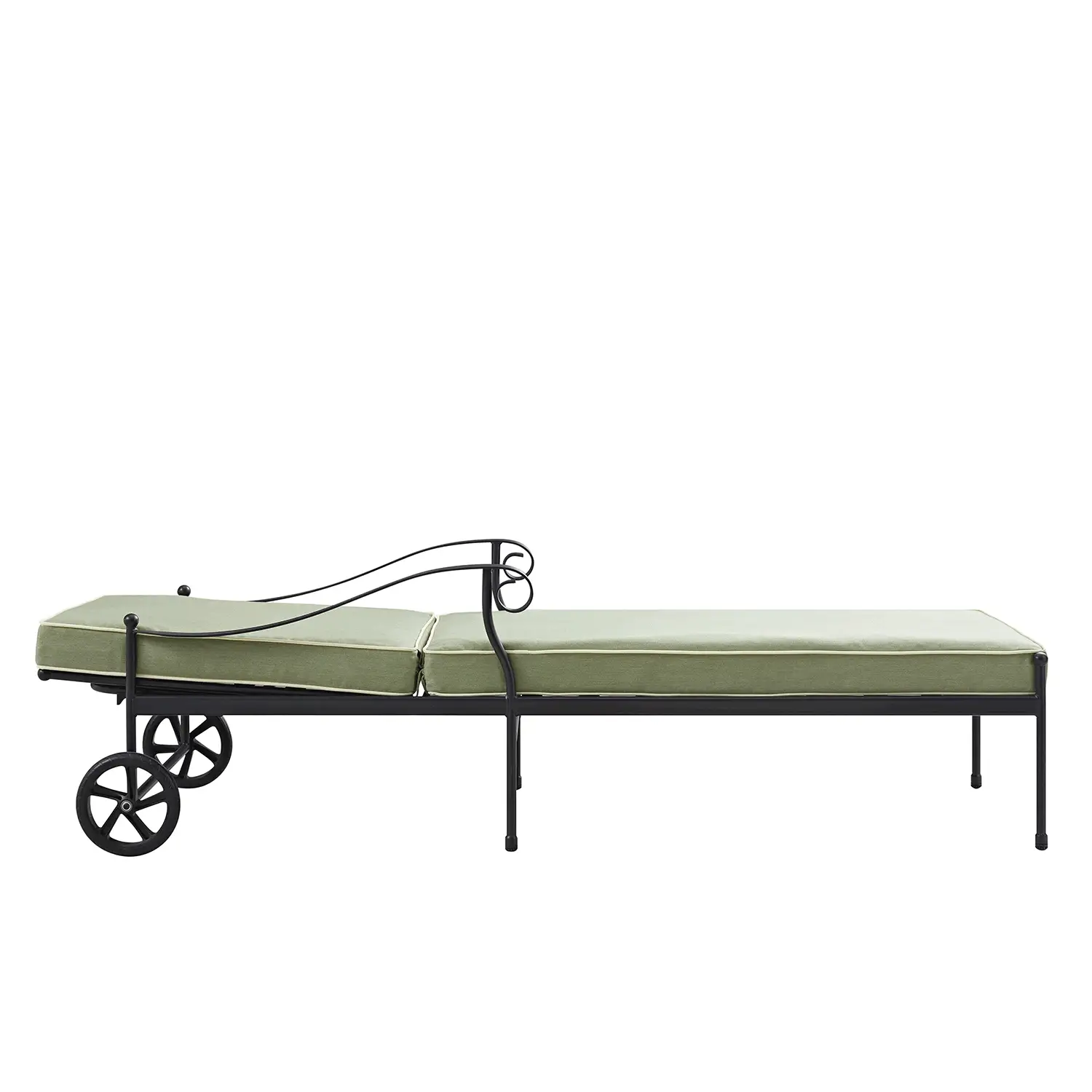 Haymes Metal Sun Lounger with Wheels, Reseda Green - Image 2