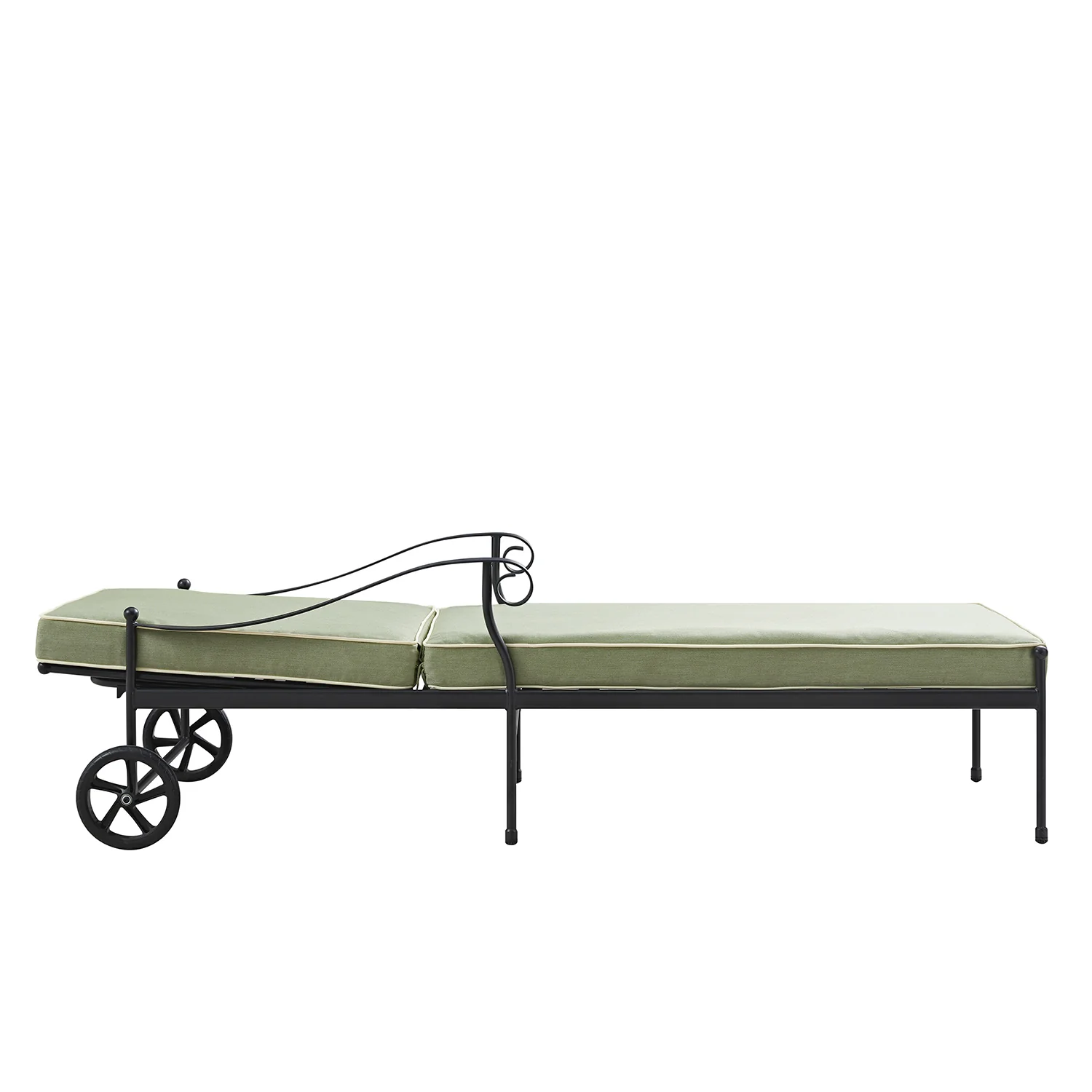 Haymes Metal Sun Lounger with Wheels, Reseda Green - Image 4