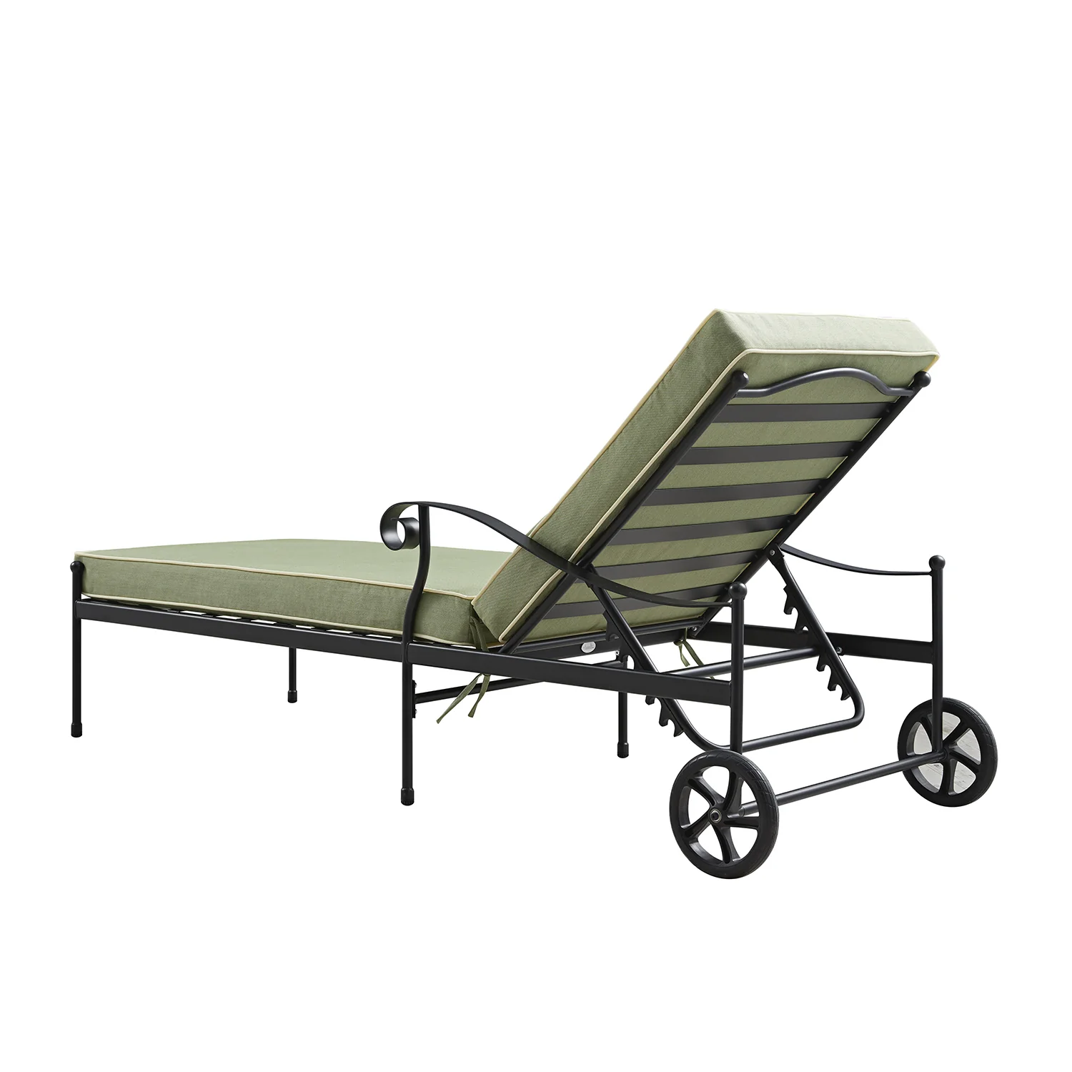 Haymes Metal Sun Lounger with Wheels, Reseda Green - Image 5