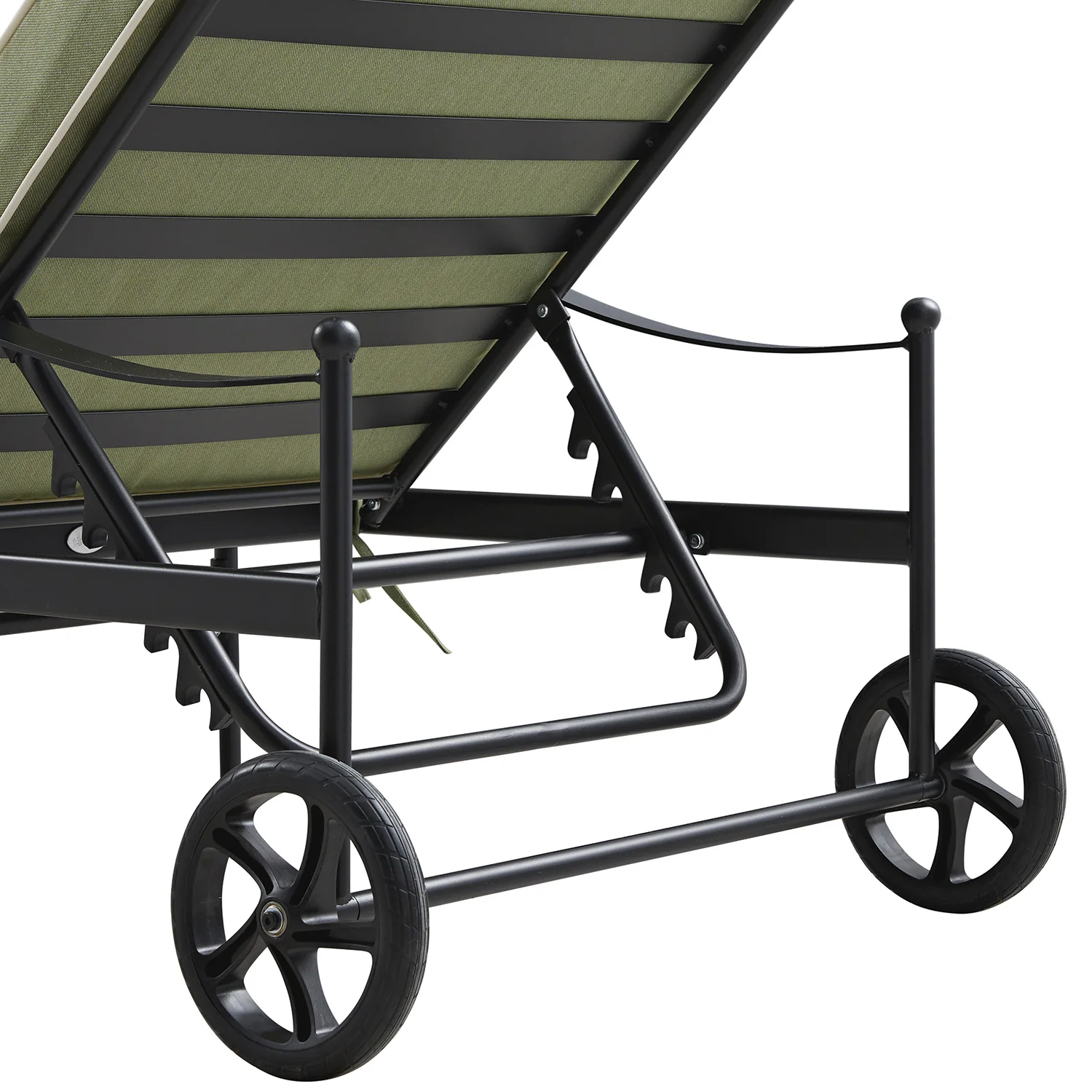 Haymes Metal Sun Lounger with Wheels, Reseda Green - Image 7