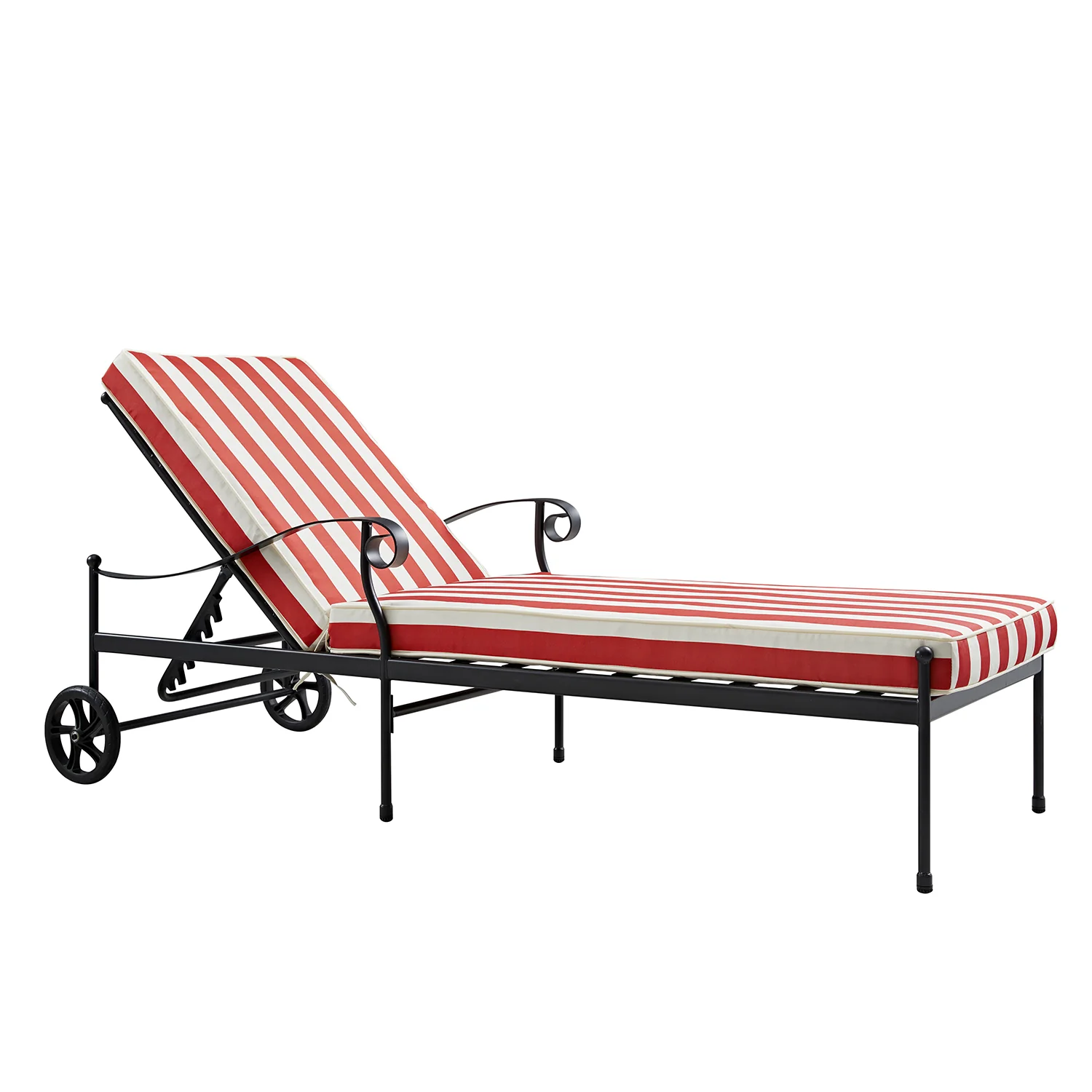 Haymes Metal Sun Lounger with Wheels, Scarlet Stripe - Image 11