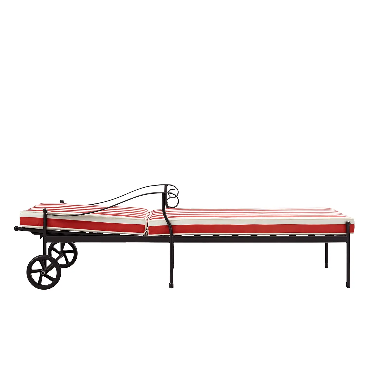 Haymes Metal Sun Lounger with Wheels, Scarlet Stripe - Image 12