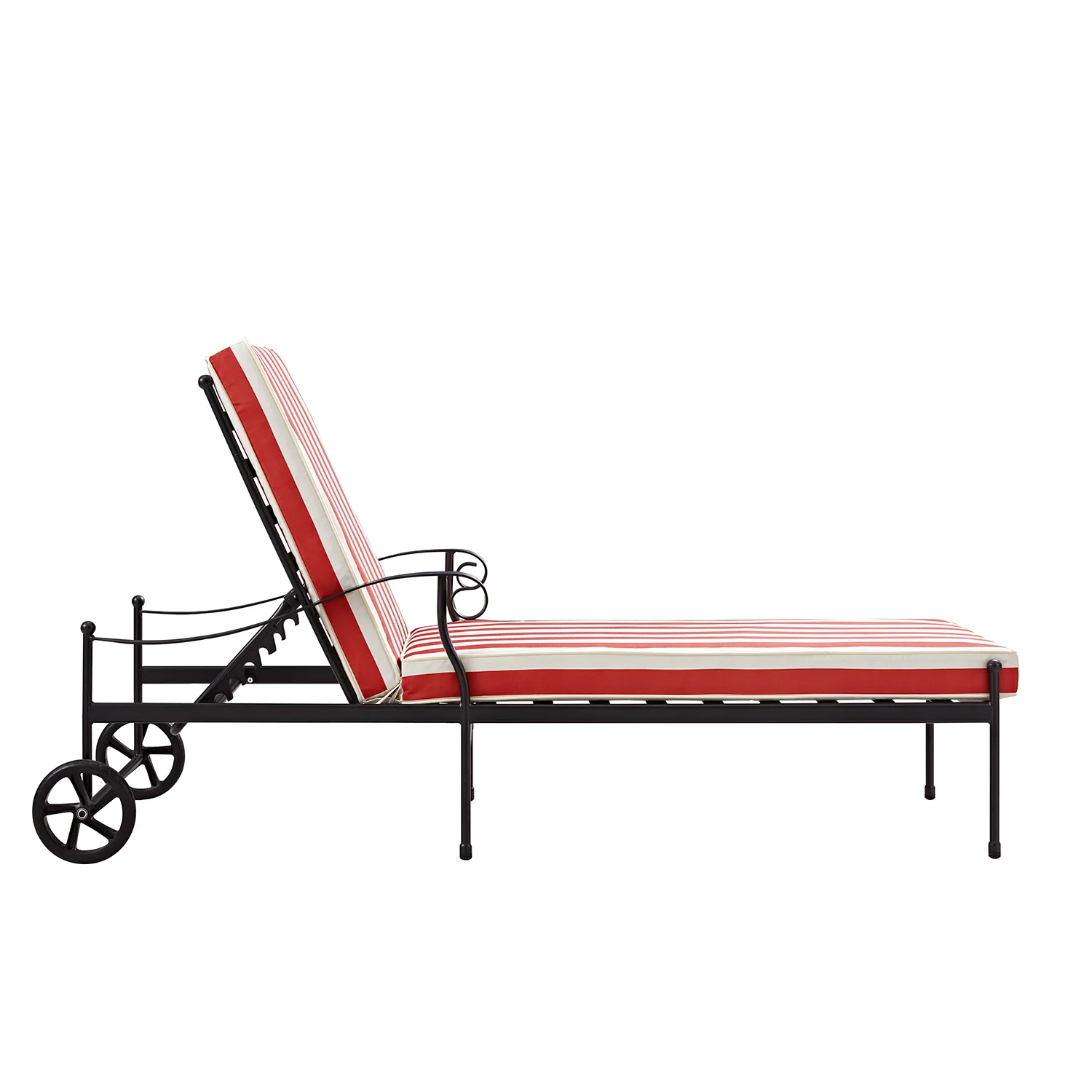 Haymes Metal Sun Lounger with Wheels, Scarlet Stripe - Image 14