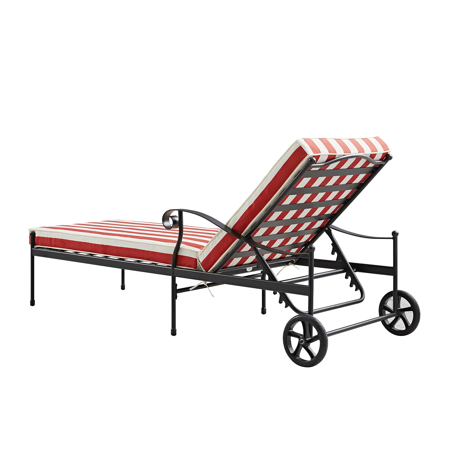 Haymes Metal Sun Lounger with Wheels, Scarlet Stripe - Image 15