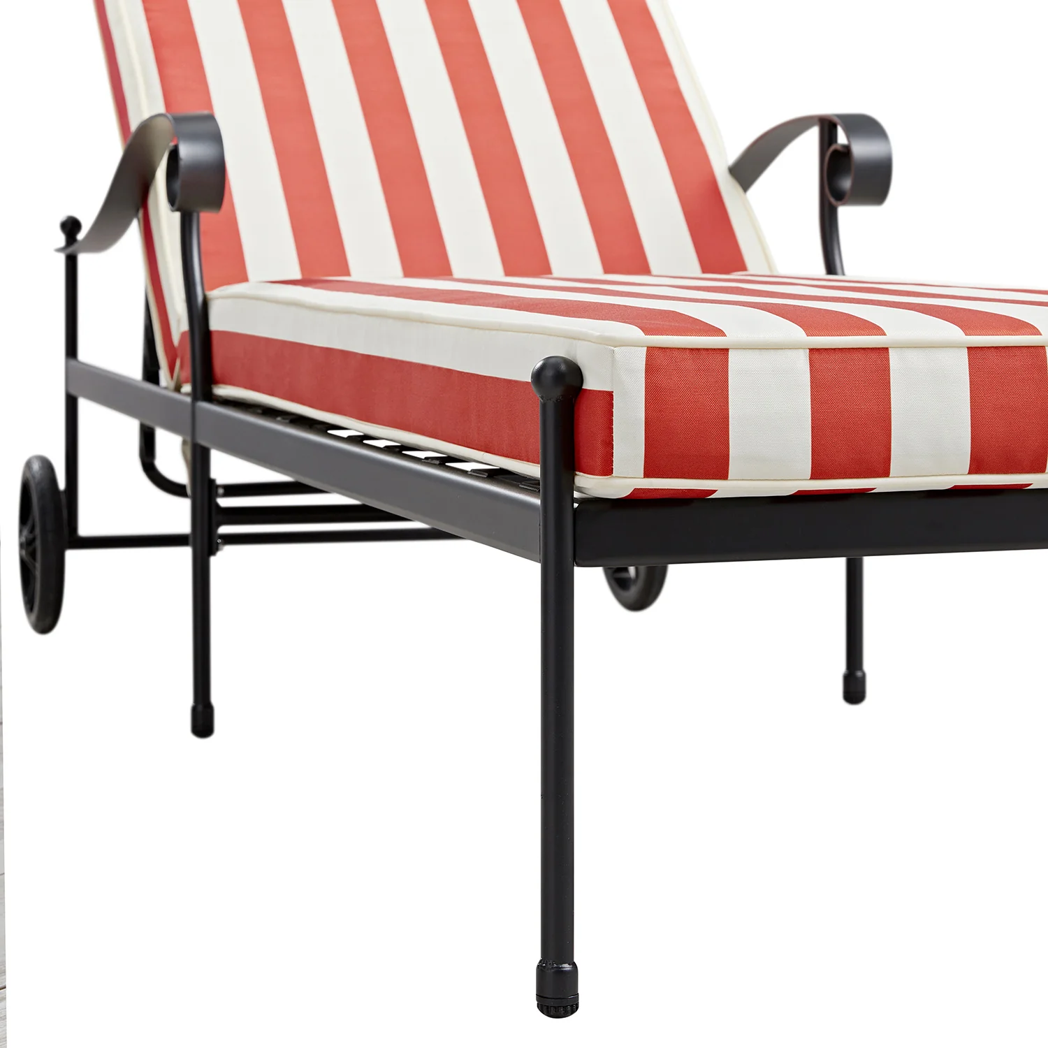 Haymes Metal Sun Lounger with Wheels, Scarlet Stripe - Image 16