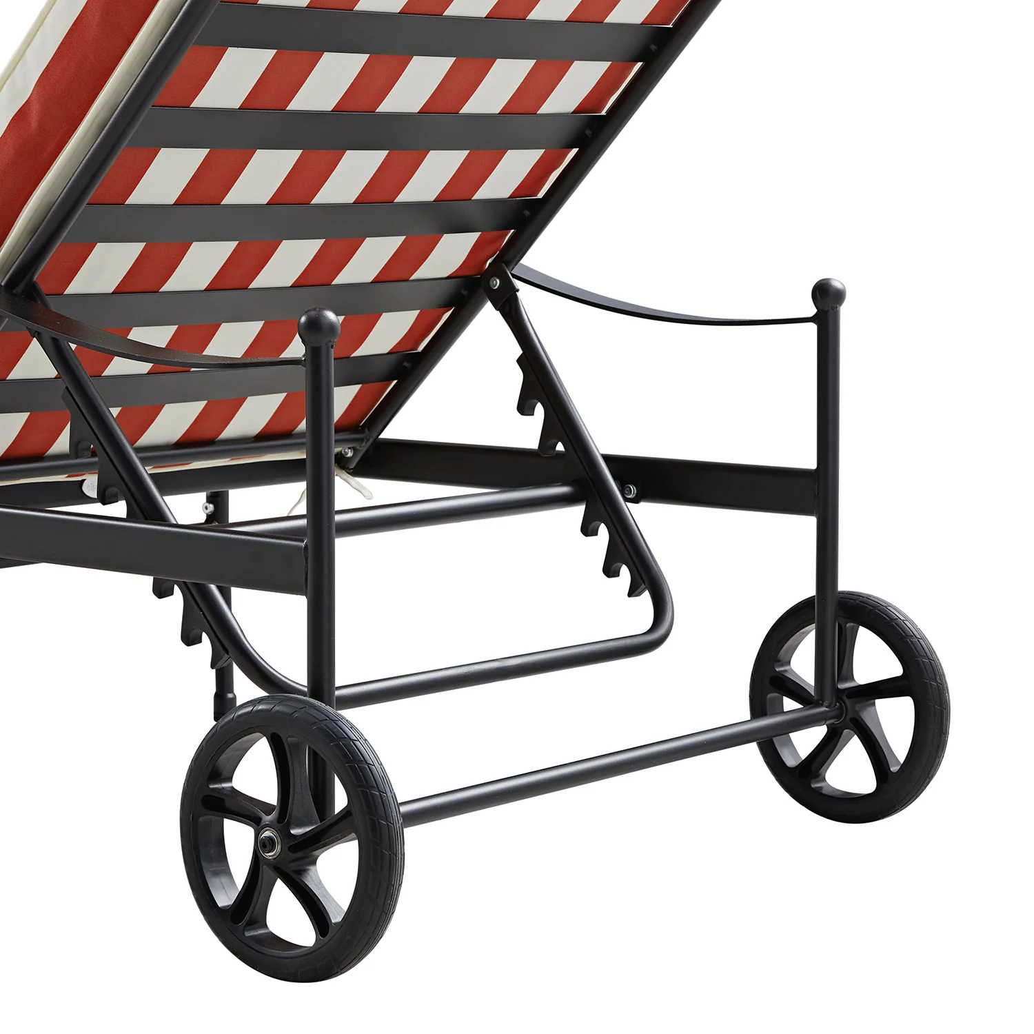 Haymes Metal Sun Lounger with Wheels, Scarlet Stripe - Image 17
