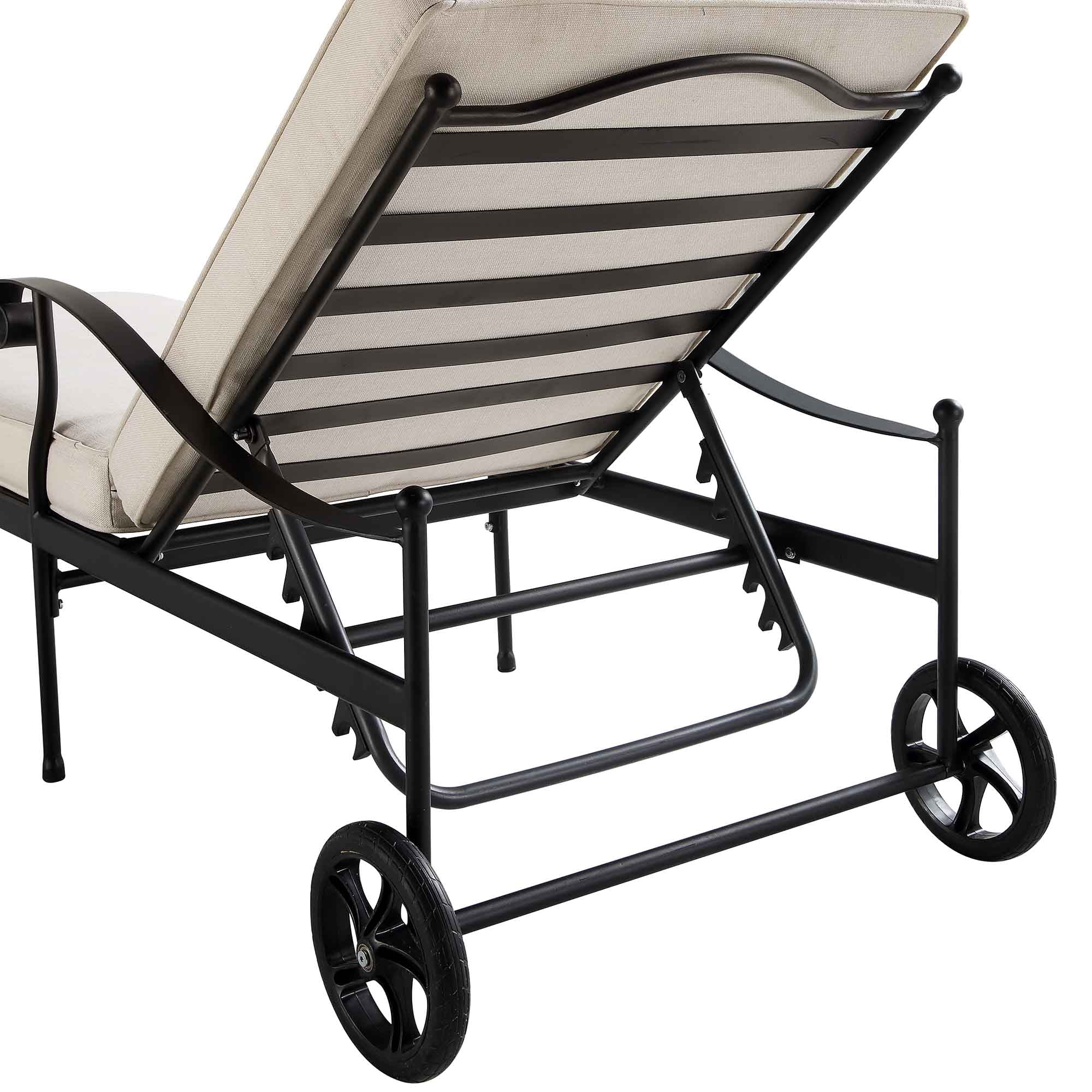 Haymes Metal Sun Lounger with Wheels, Beige - Image 11