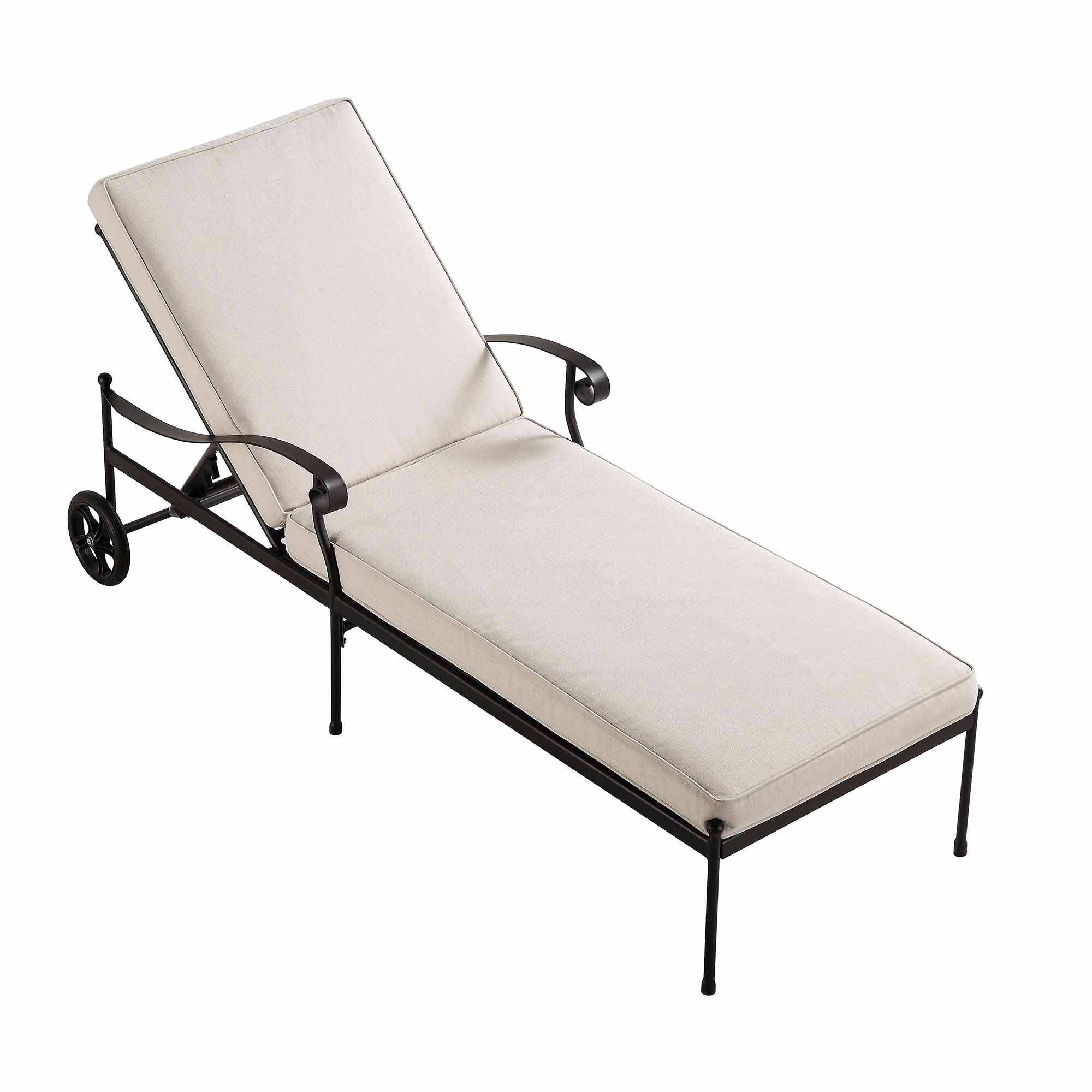 Haymes Metal Sun Lounger with Wheels, Beige - Image 5