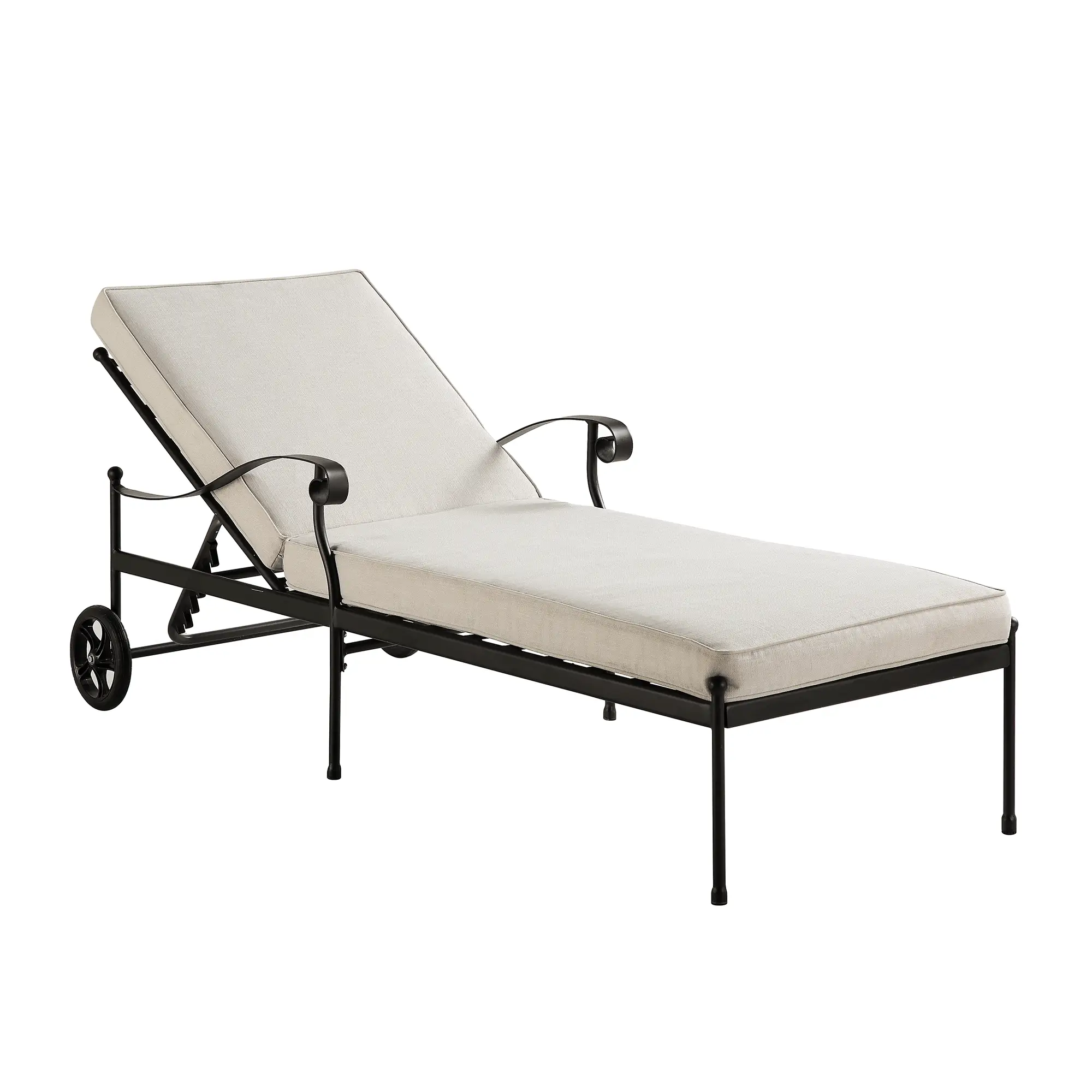 Haymes Metal Sun Lounger with Wheels, Beige - Image 7