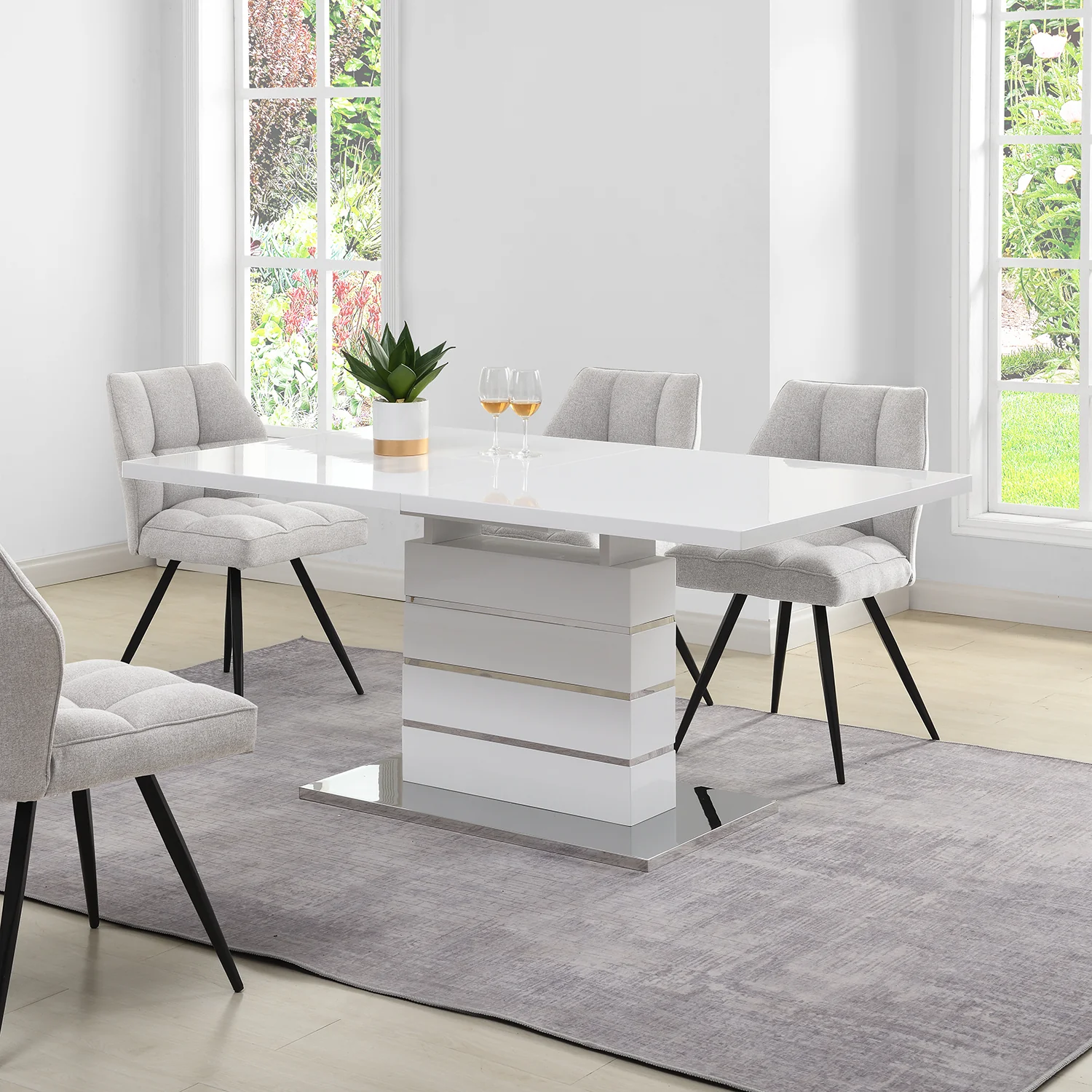 Hayne High Gloss White Extending Dining Table 6 to 8 Seater - Image 2