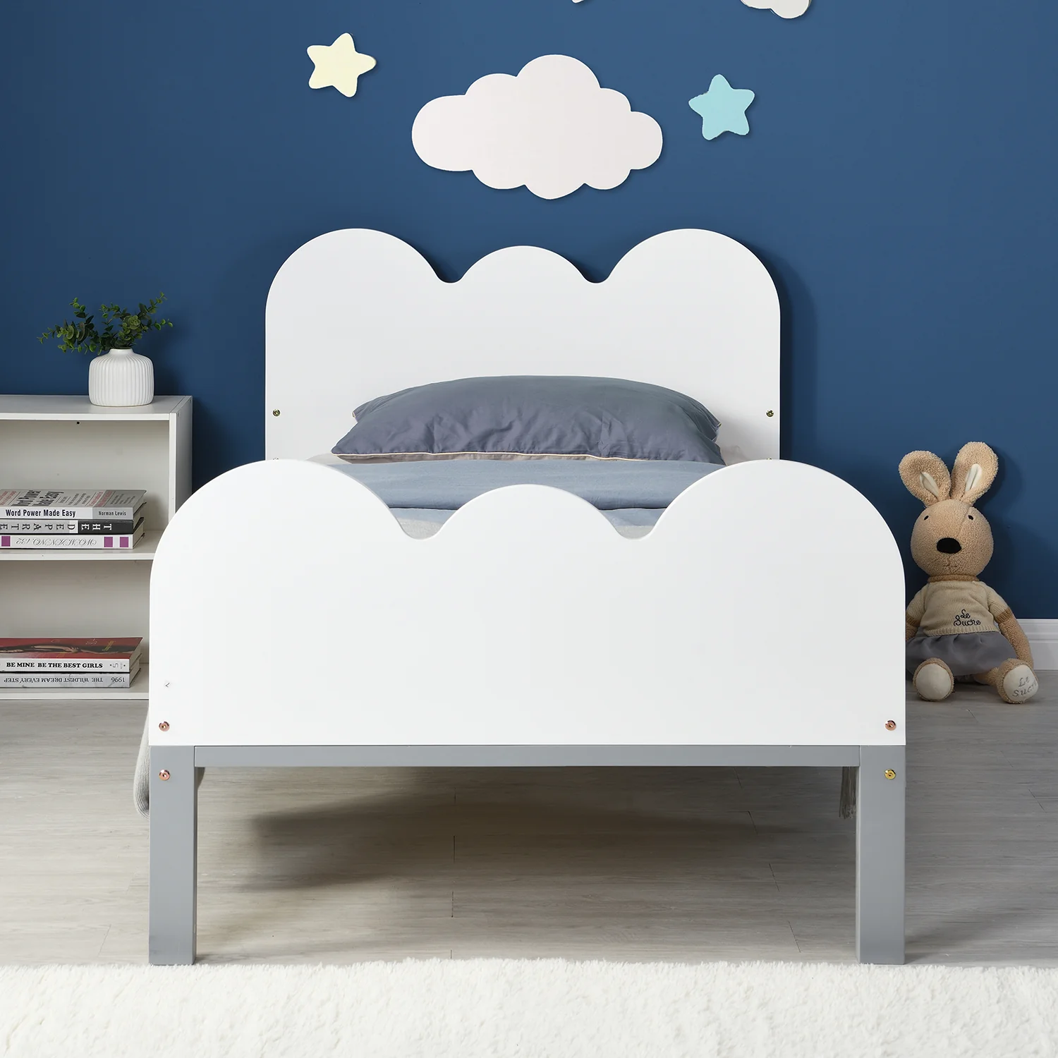Hedwig Wooden Cloud Headboard Kid's Single Bed - Image 2