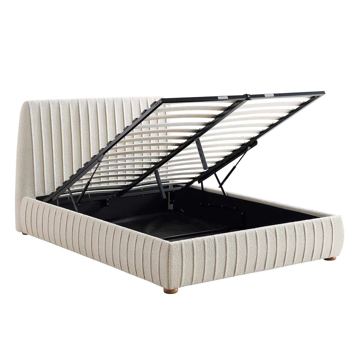 Helia Pleated Ottoman Storage Bed, Beige Boucle - Image 8