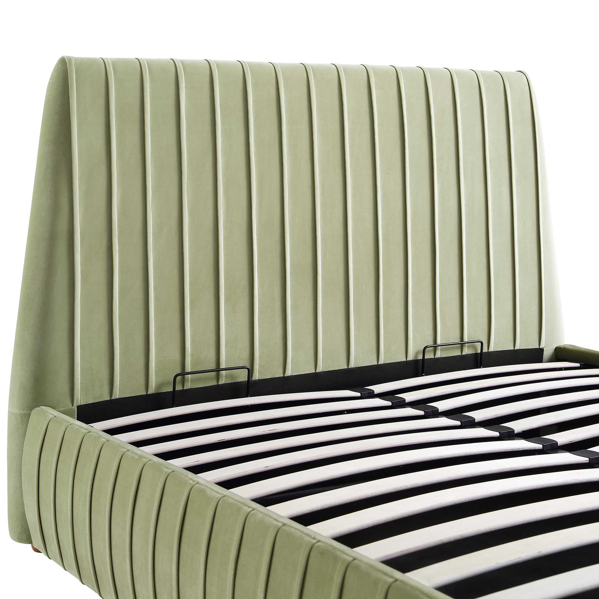 Helia Pleated Ottoman Storage Bed, Lichen Velvet - Image 12