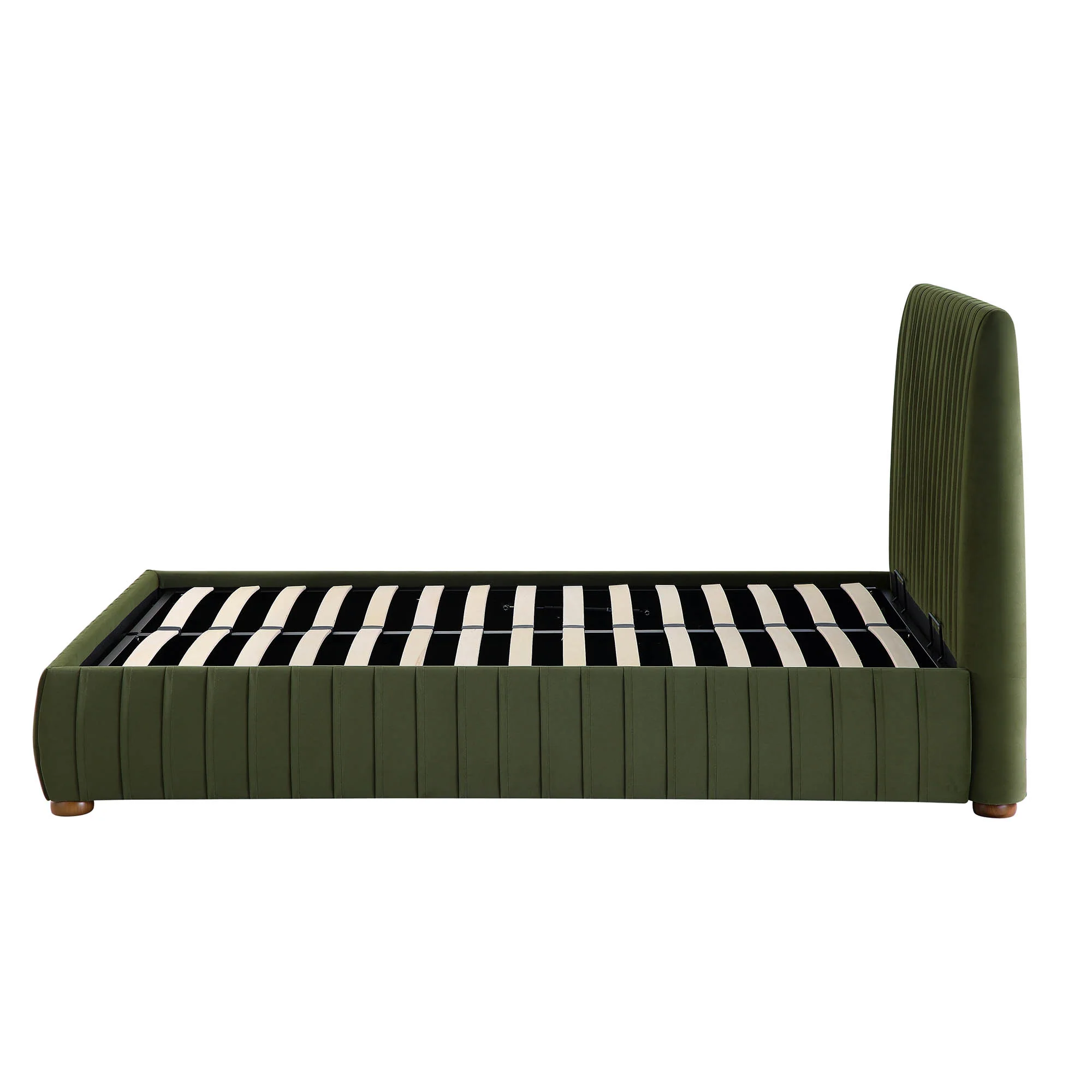 Helia Pleated Ottoman Storage Bed, Moss Green Velvet - Image 10