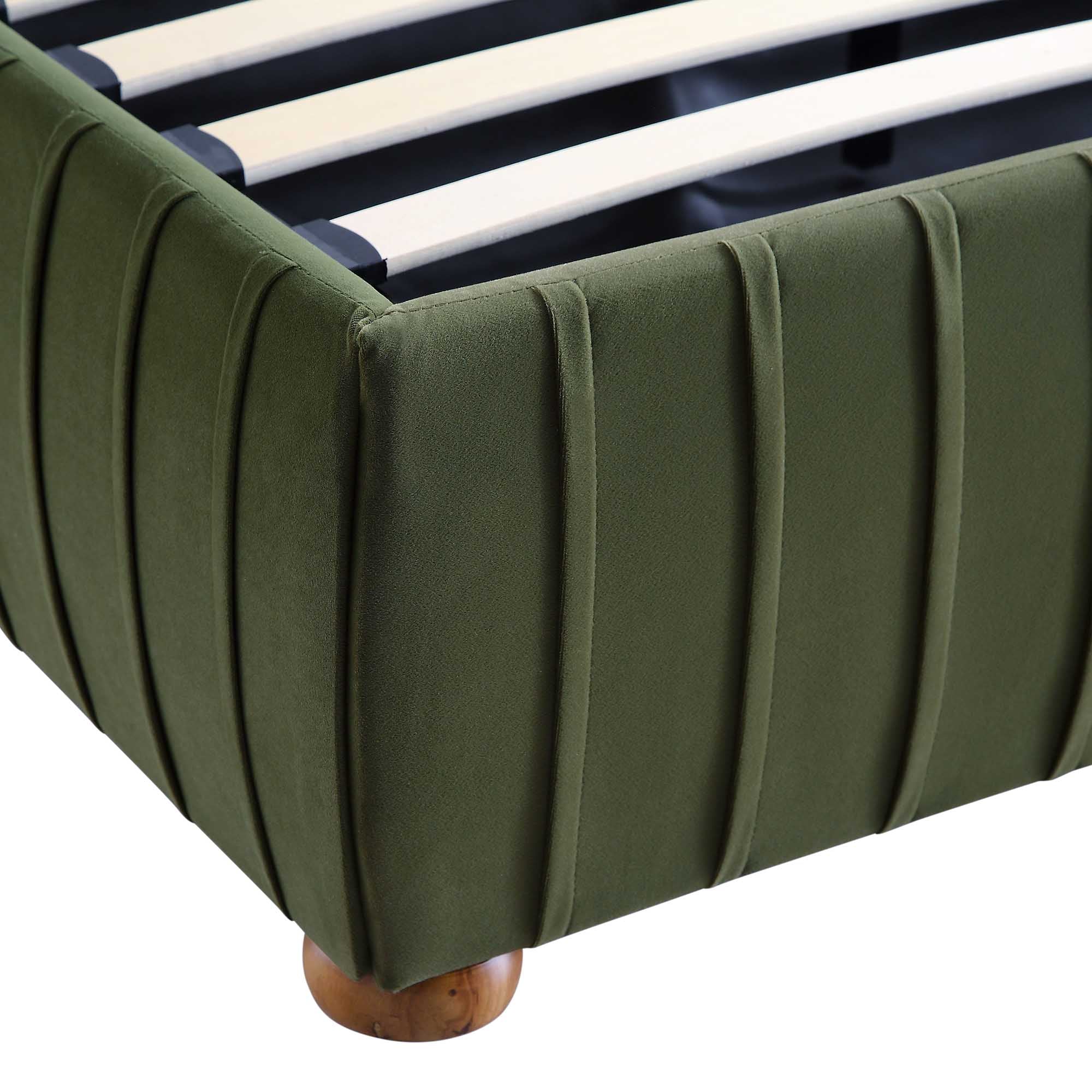 Helia Pleated Ottoman Storage Bed, Moss Green Velvet - Image 14