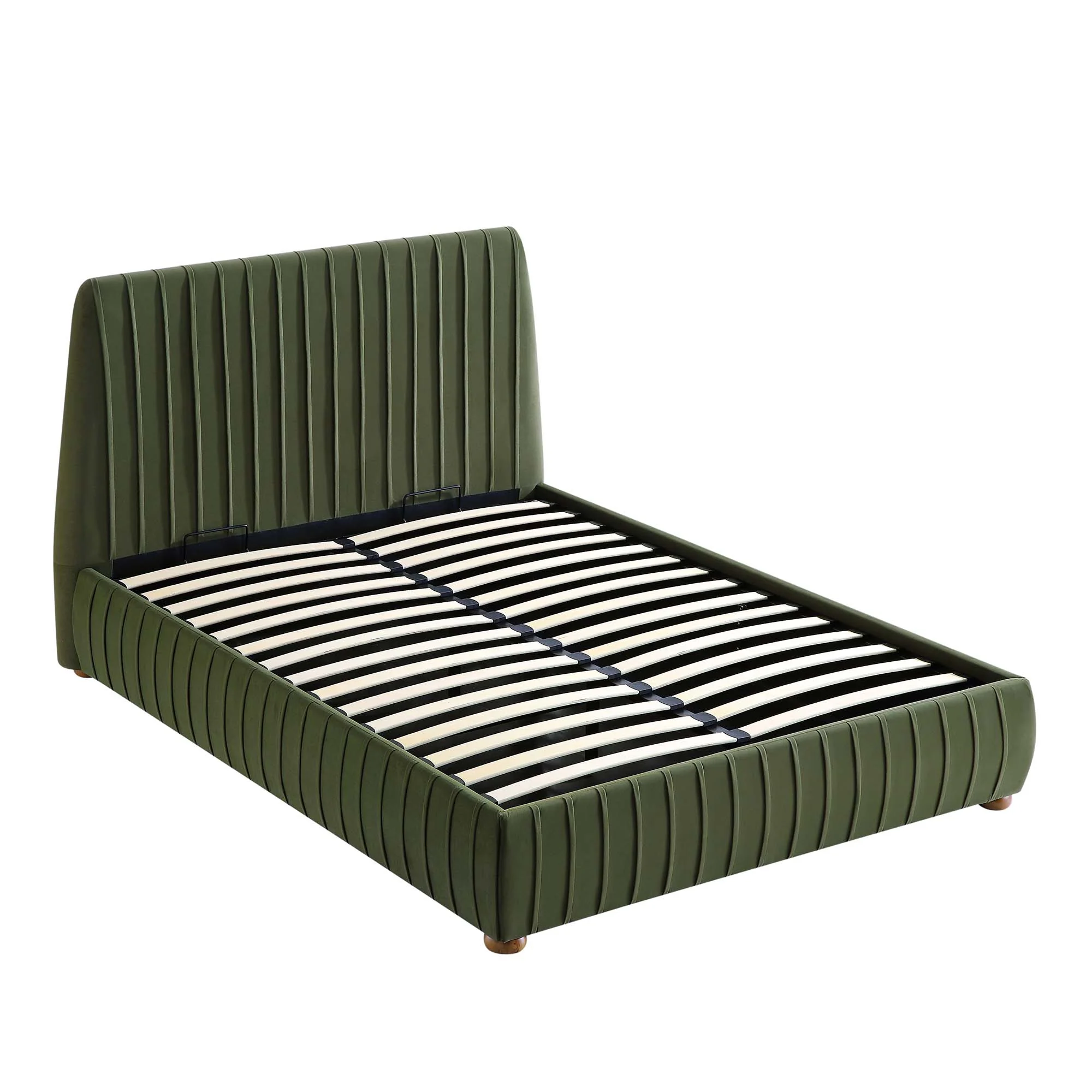 Helia Pleated Ottoman Storage Bed, Moss Green Velvet - Image 9