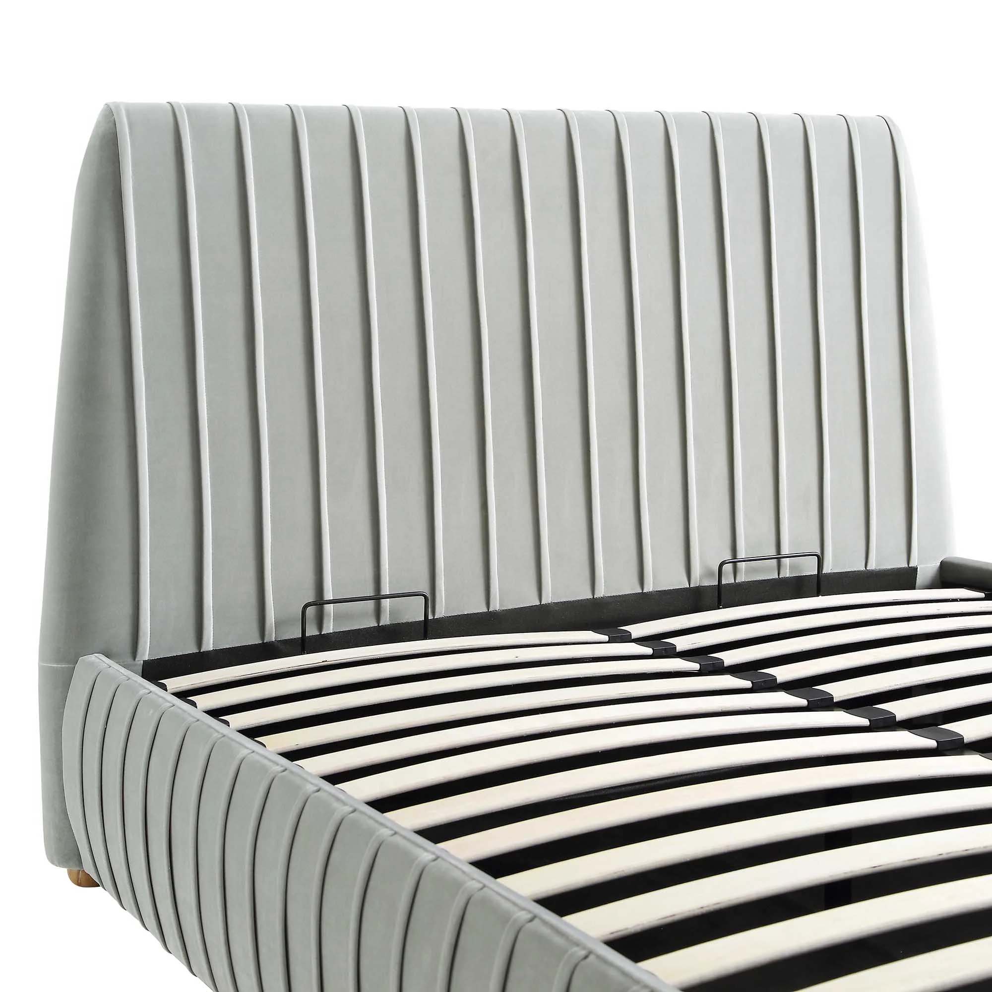 Helia Pleated Ottoman Storage Bed, Silver Grey Velvet - Image 12