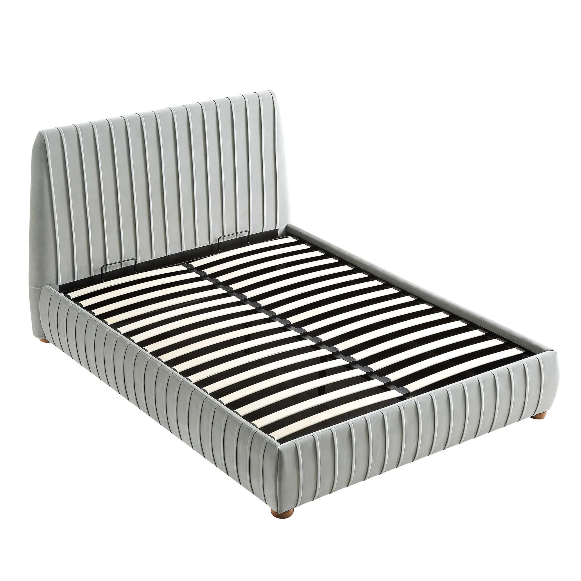 Helia Pleated Ottoman Storage Bed, Silver Grey Velvet - Image 9