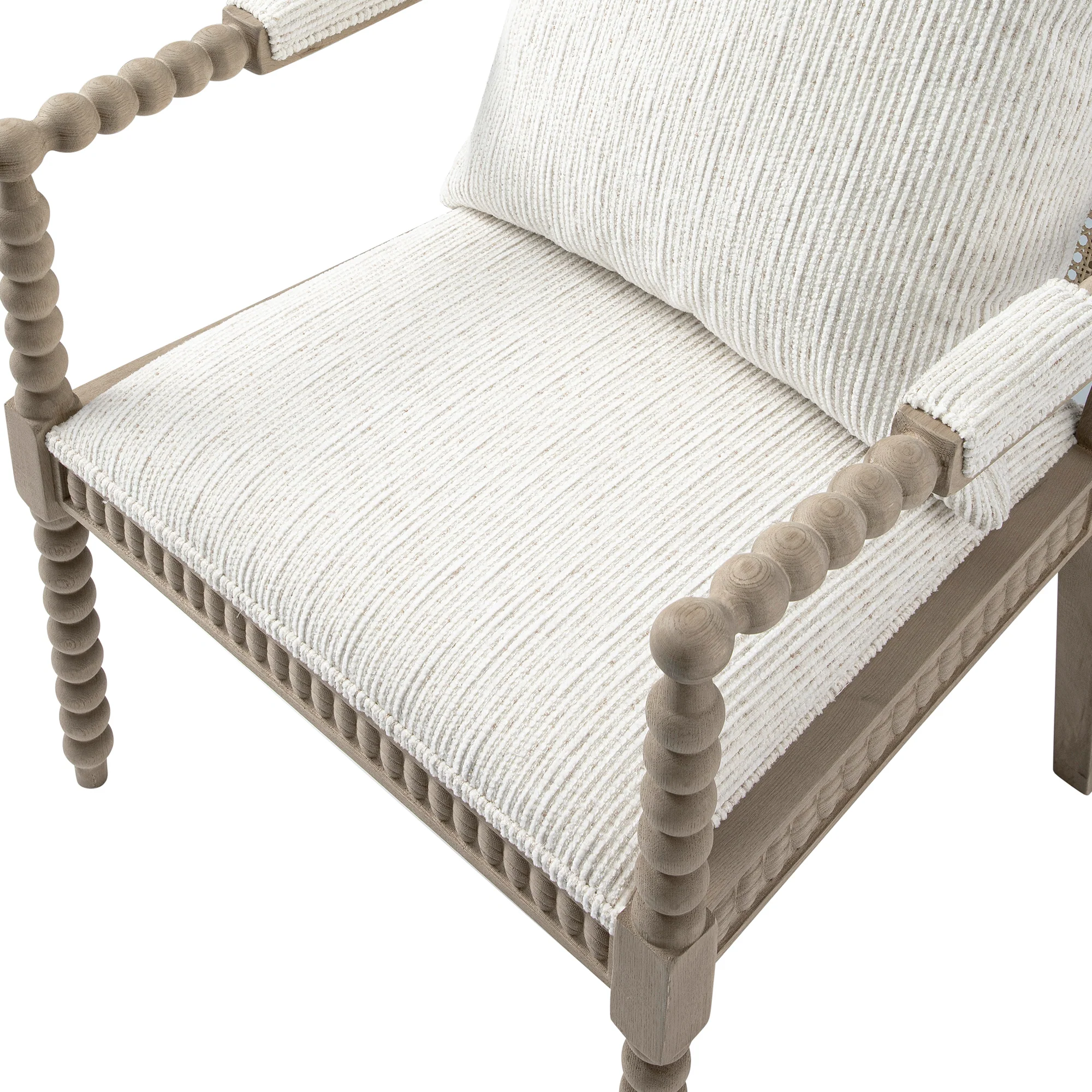 Hemingford Beige Textured Fabric Bobbin Washed Oak Armchair - Image 14