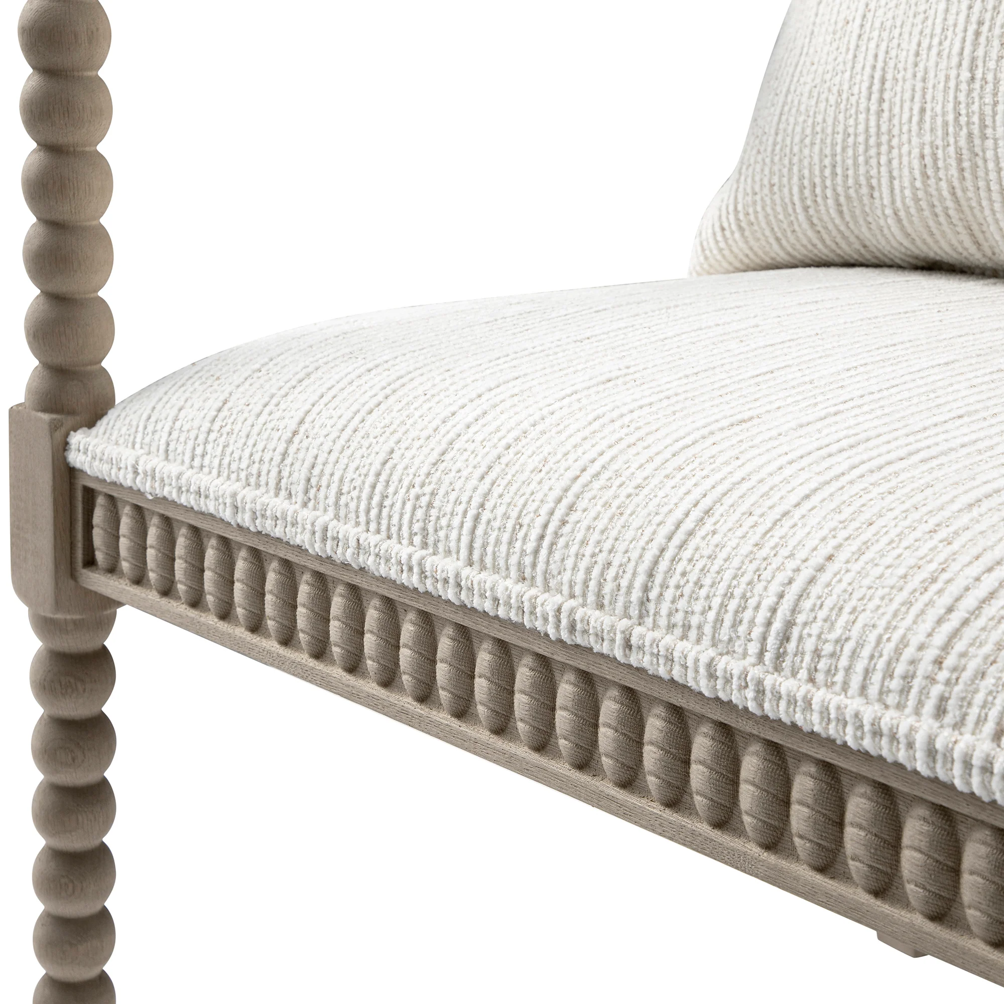 Hemingford Beige Textured Fabric Bobbin Washed Oak Armchair - Image 16