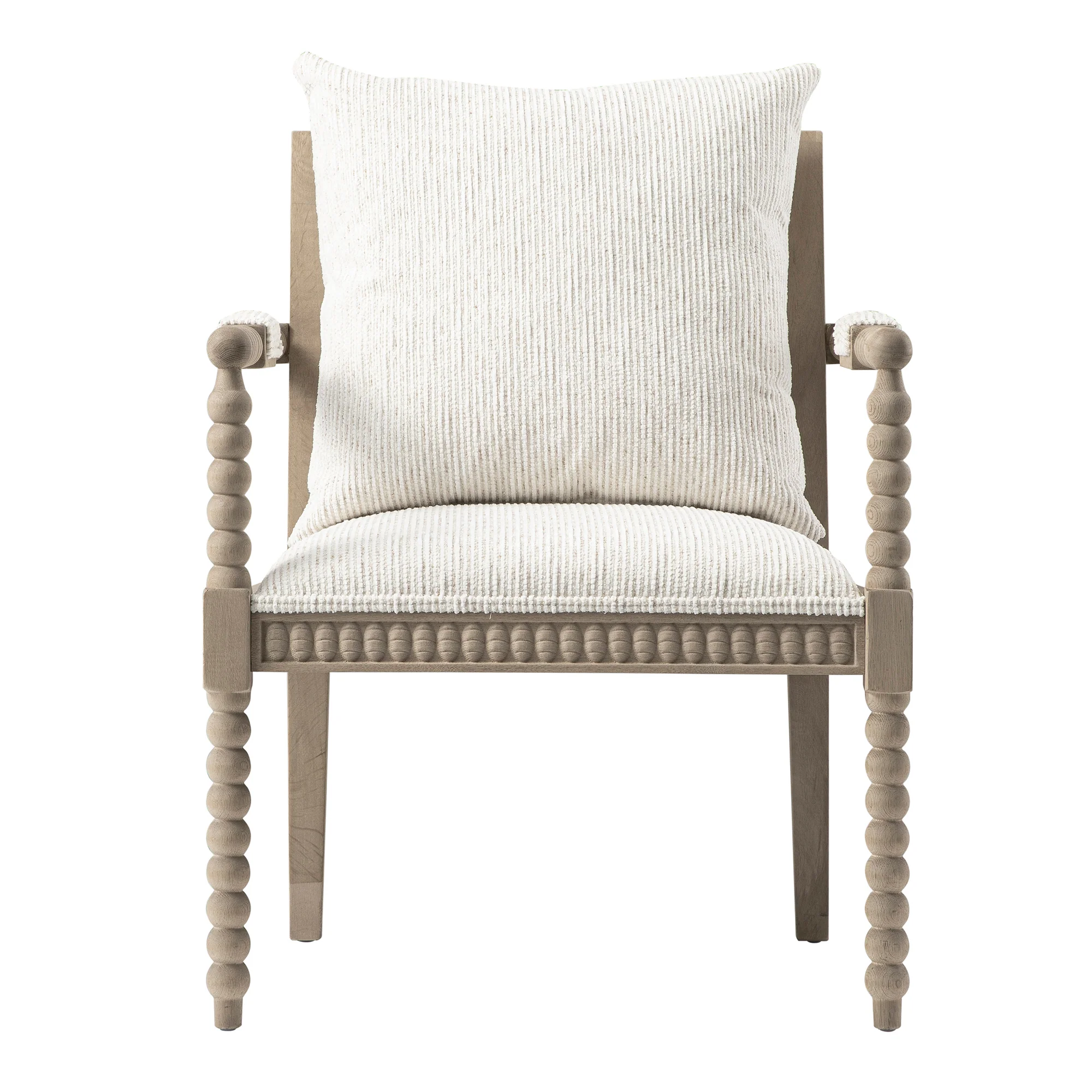 Hemingford Beige Textured Fabric Bobbin Washed Oak Armchair - Image 6