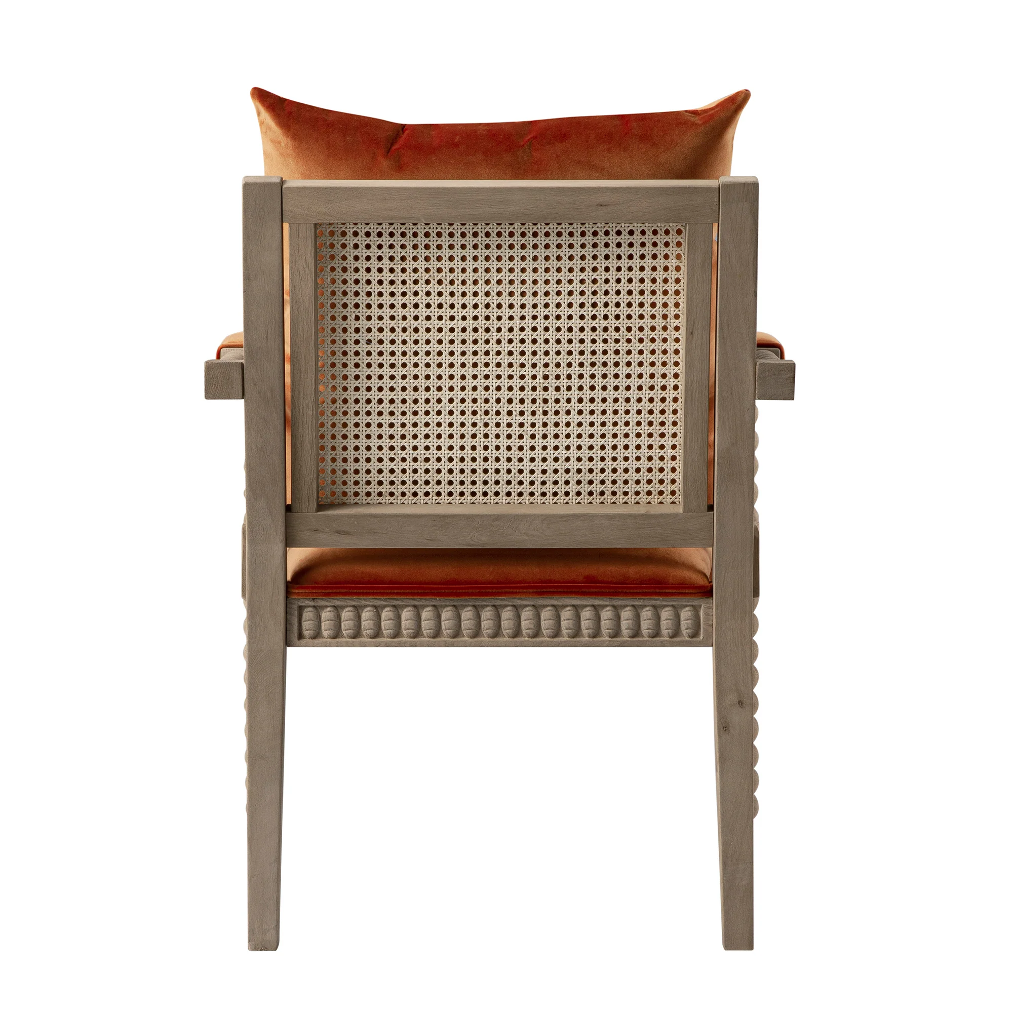 Hemingford Rust Velvet Bobbin Washed Oak Armchair - Image 12