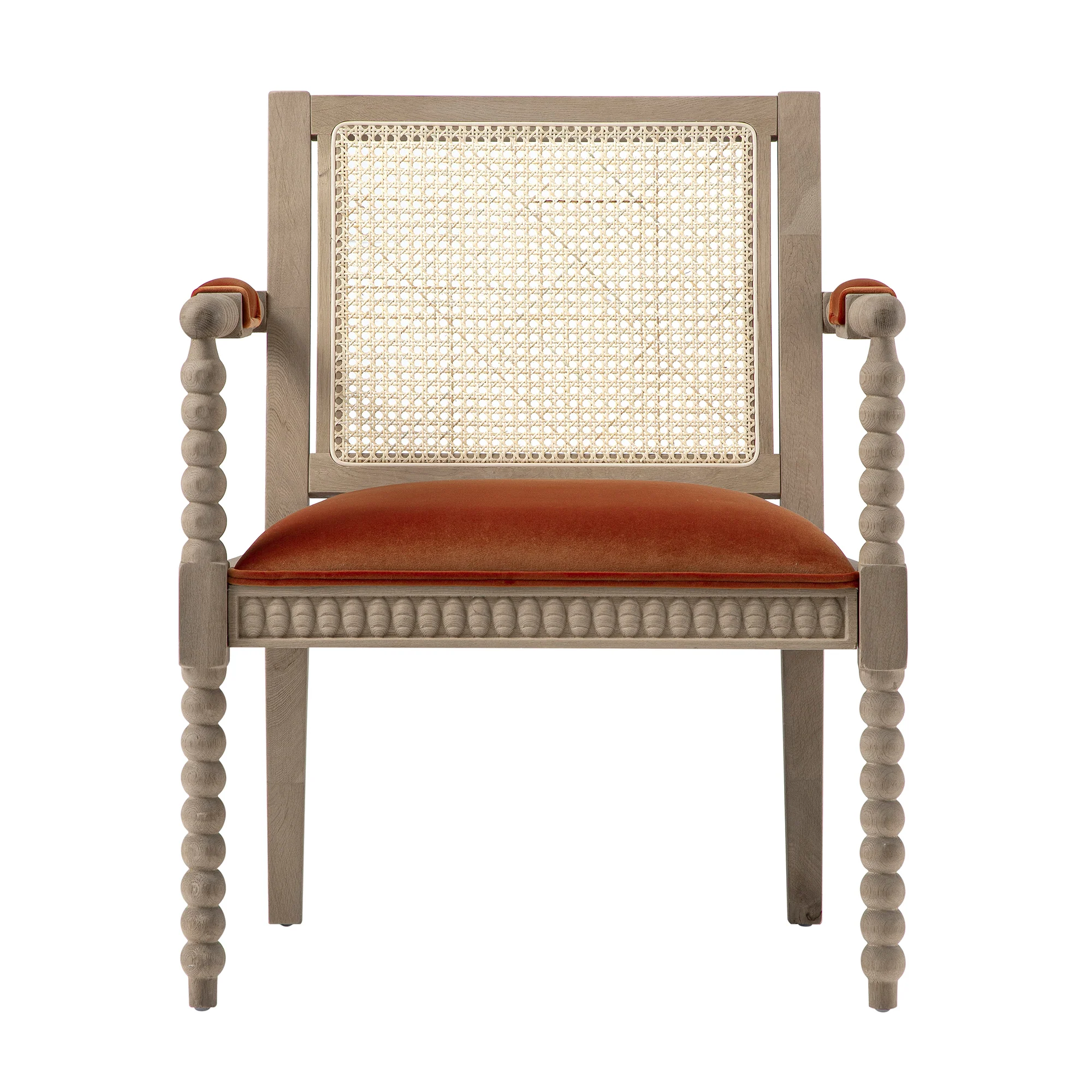 Hemingford Rust Velvet Bobbin Washed Oak Armchair - Image 9