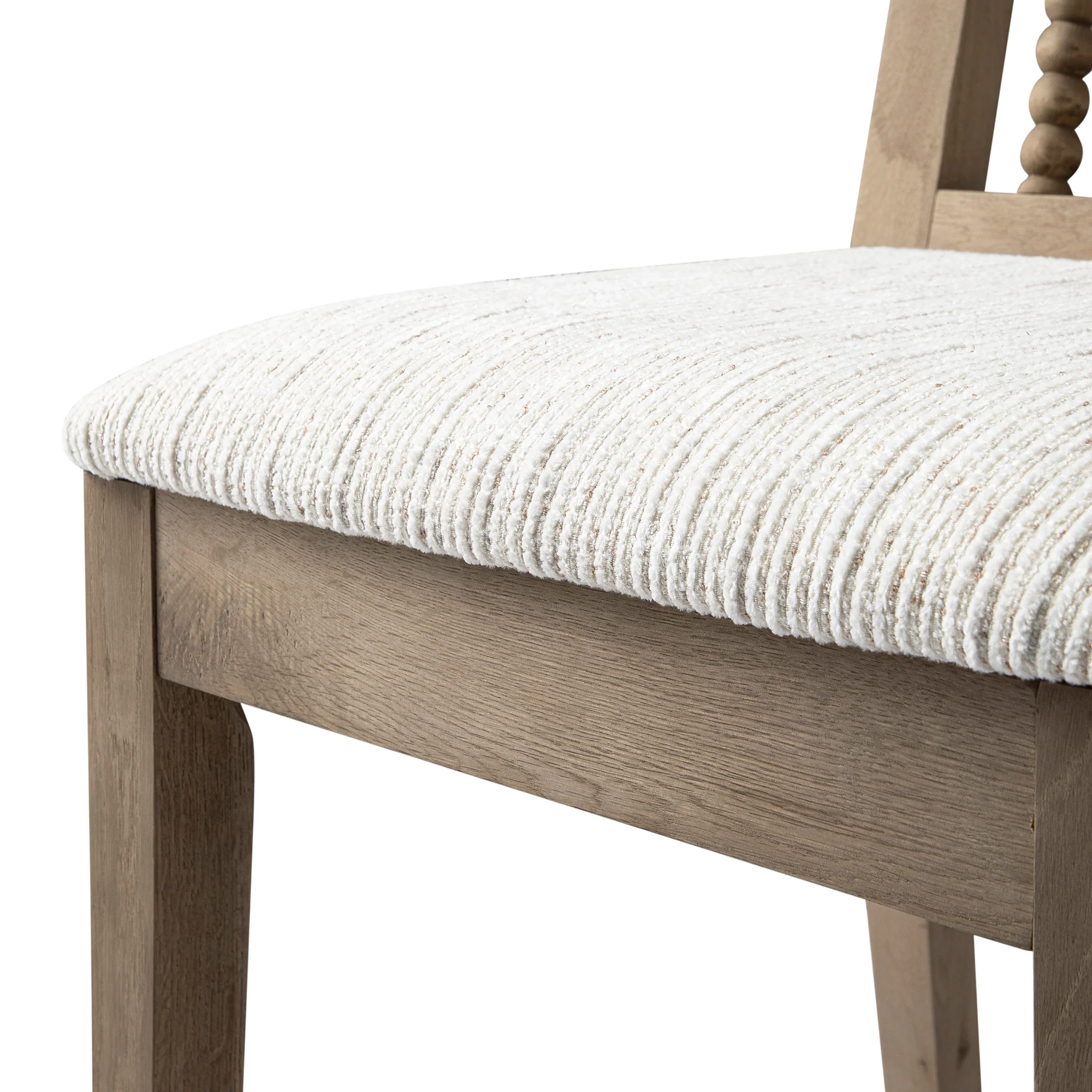 Hemingford Set of 2 Beige Textured Fabric Bobbin Spindle Washed Oak Dining Chairs - Image 12