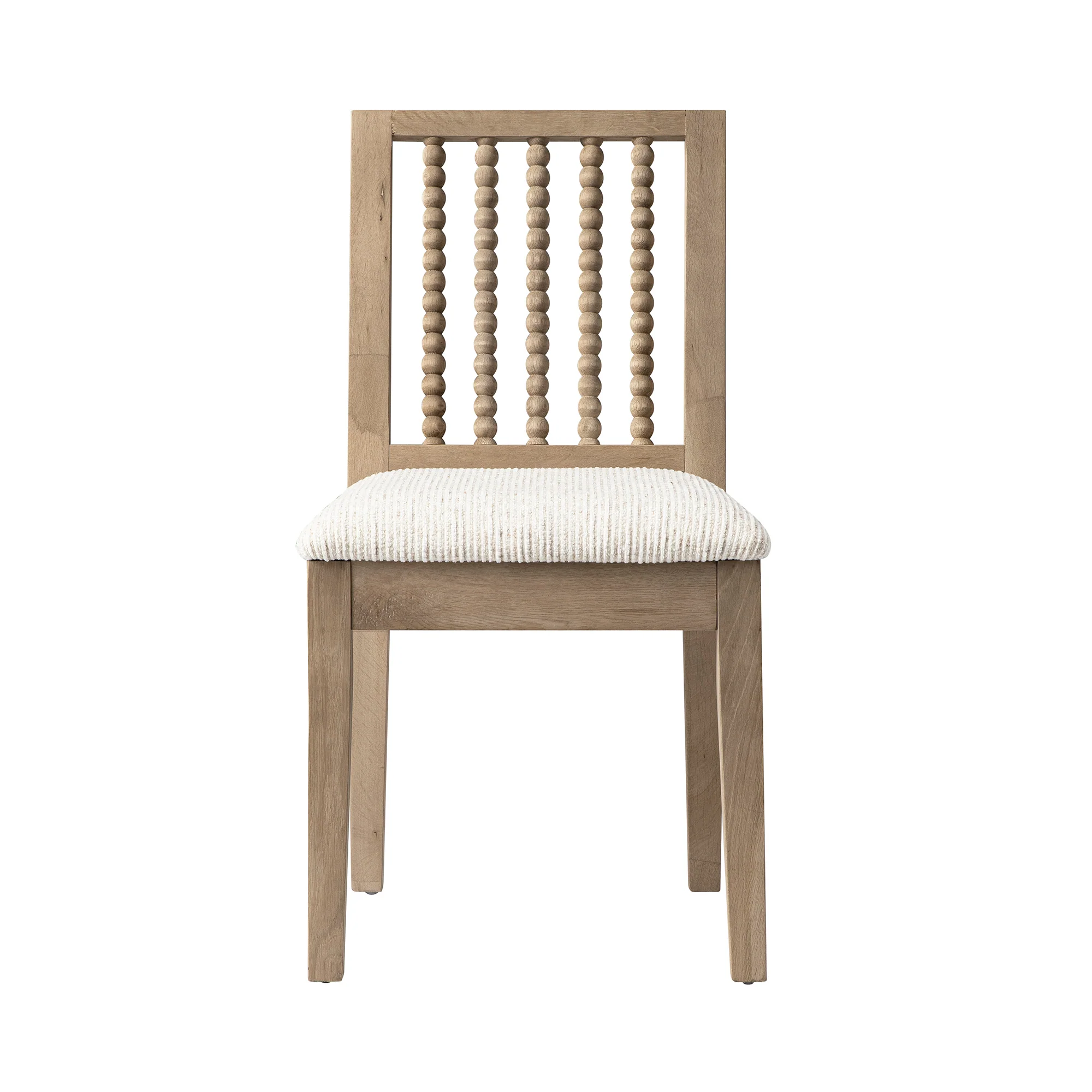 Hemingford Set of 2 Beige Textured Fabric Bobbin Spindle Washed Oak Dining Chairs - Image 6