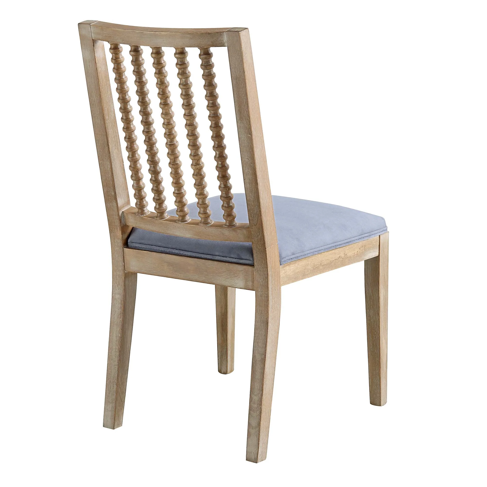 Hemingford Set of 2 Blue Grey Velvet Bobbin Spindle Dining Chair - Image 7