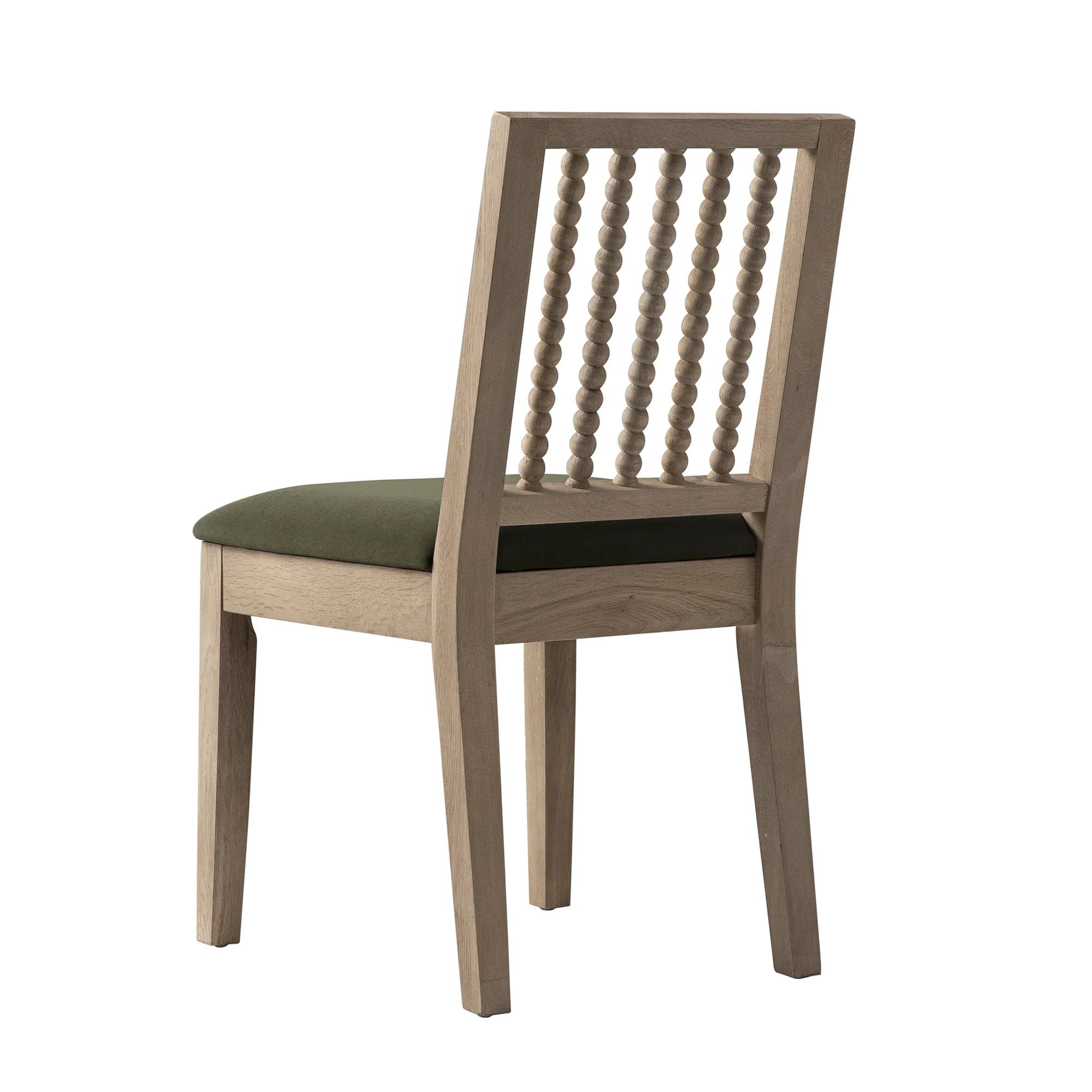 Hemingford Set of 2 Moss Green Velvet Bobbin Spindle Washed Oak Dining Chairs - Image 16