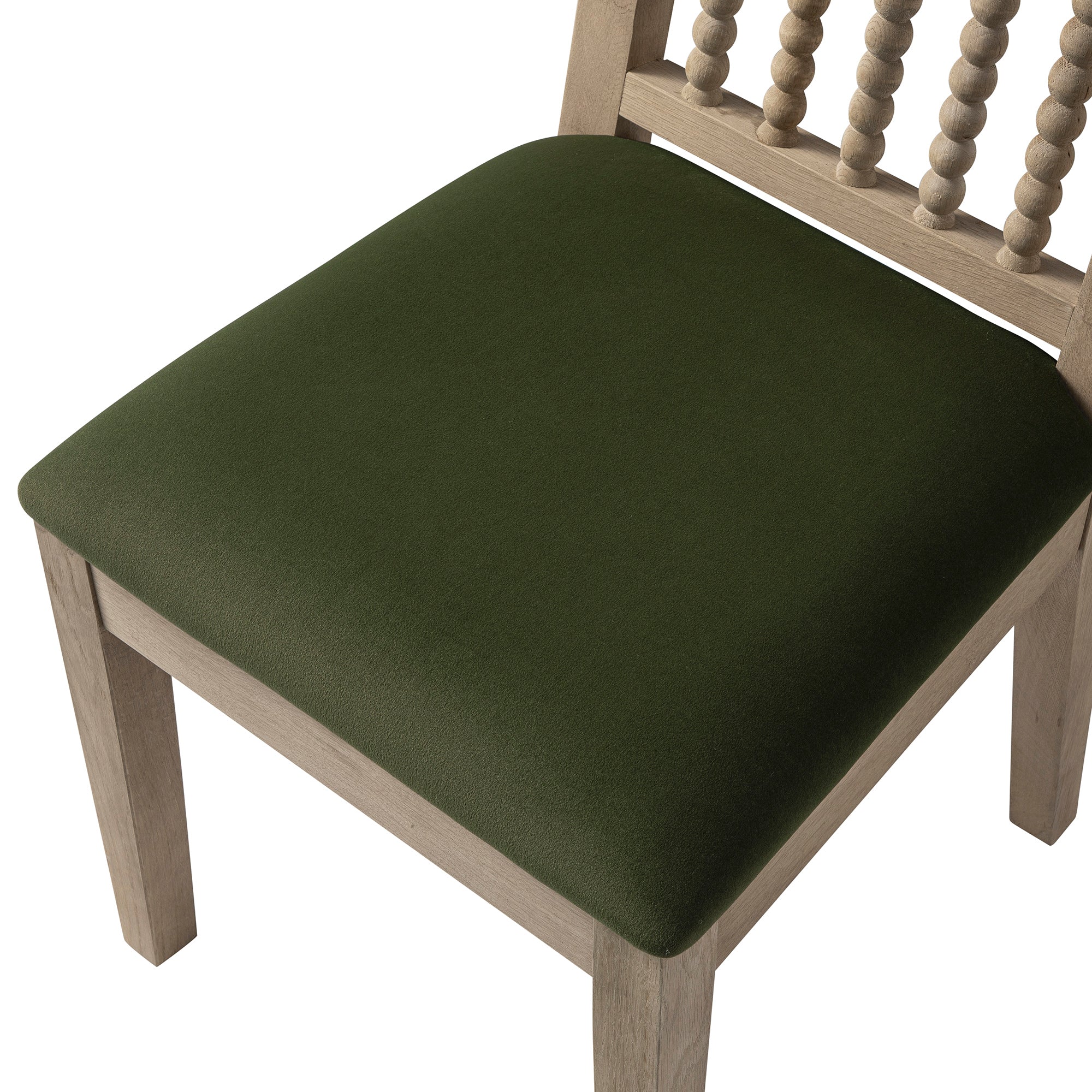 Hemingford Set of 2 Moss Green Velvet Bobbin Spindle Washed Oak Dining Chairs - Image 19