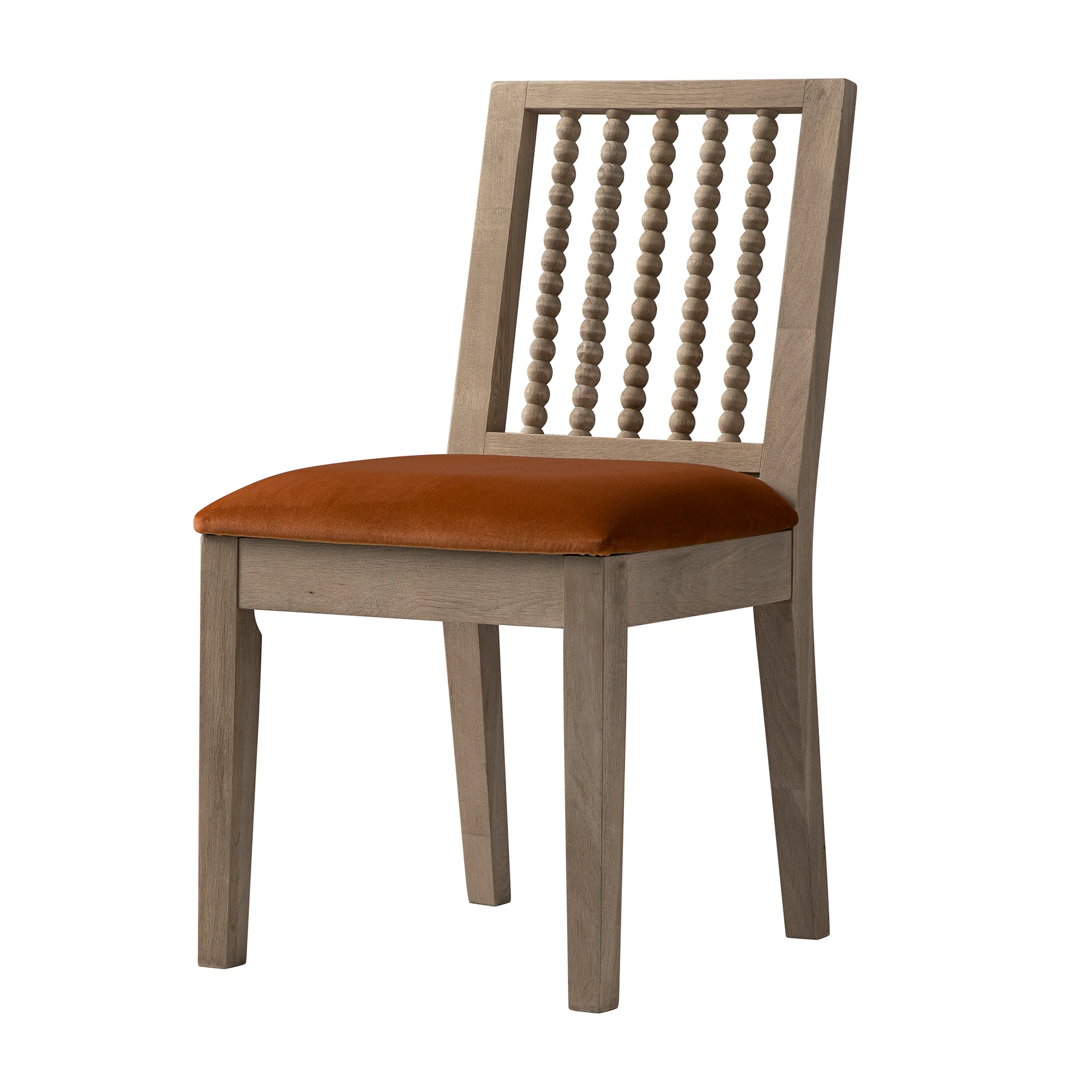 Hemingford Set of 2 Rust Velvet Bobbin Spindle Washed Oak Dining Chairs - Image 10