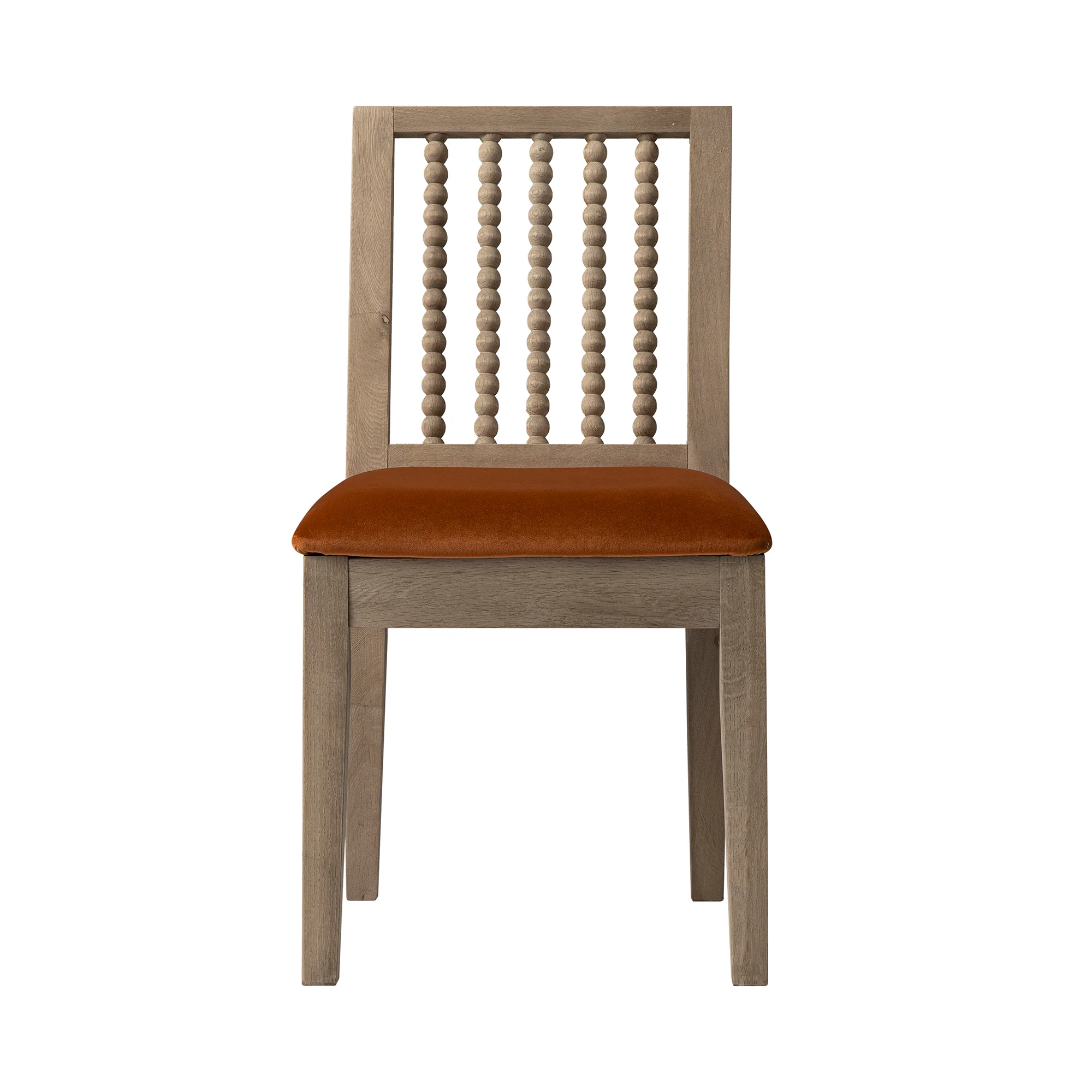 Hemingford Set of 2 Rust Velvet Bobbin Spindle Washed Oak Dining Chairs - Image 9