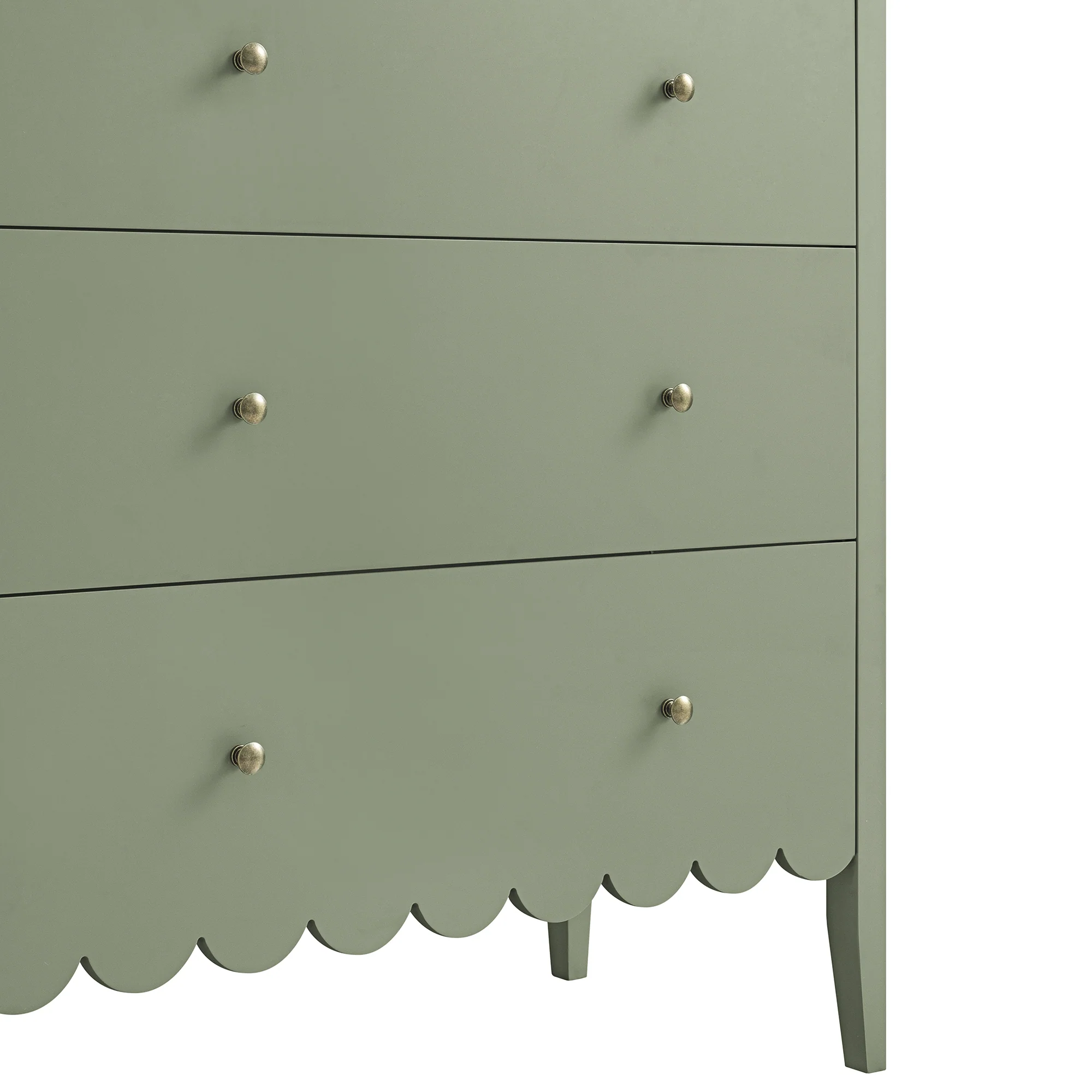 Henley Scalloped Edge 3 Drawer Chest, Sage Green - Image 13