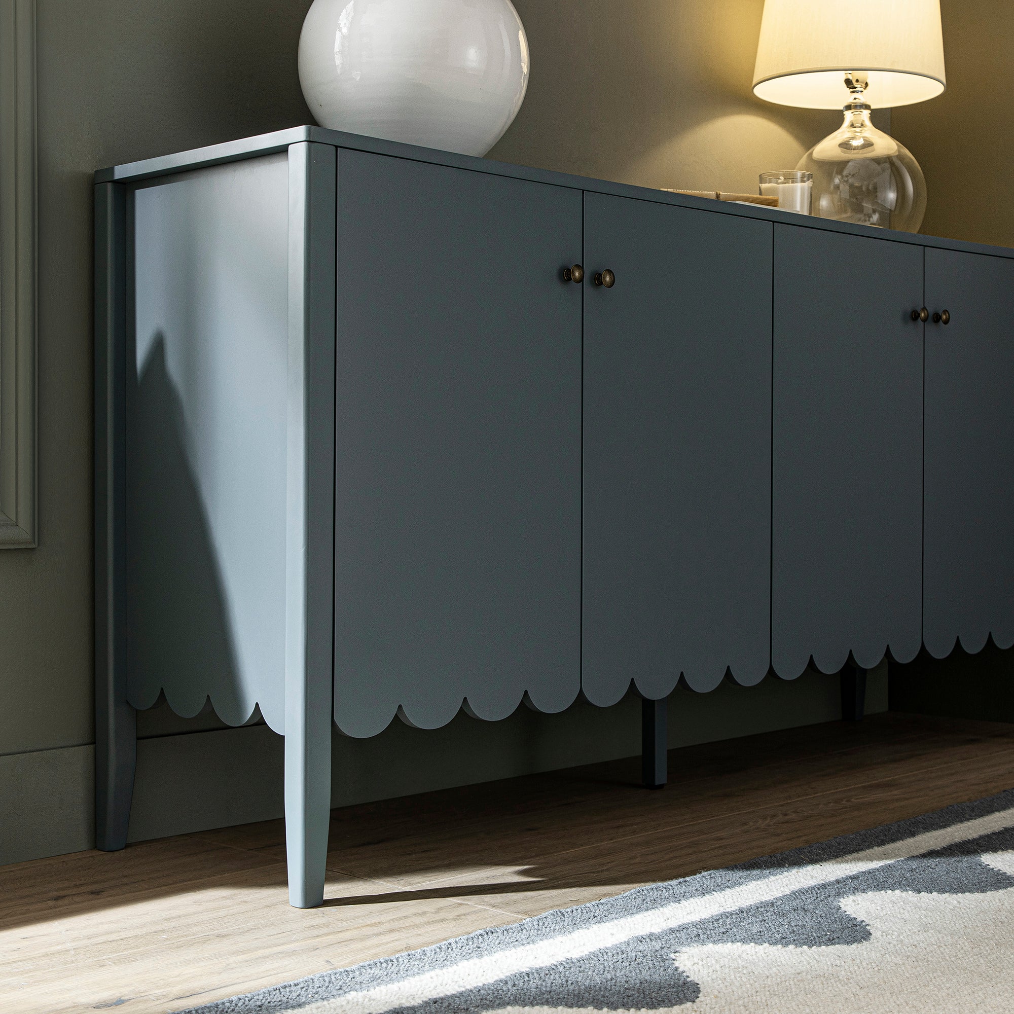 Henley Scalloped Edge 150cm Wide Sideboard, Blue Spruce - Image 6