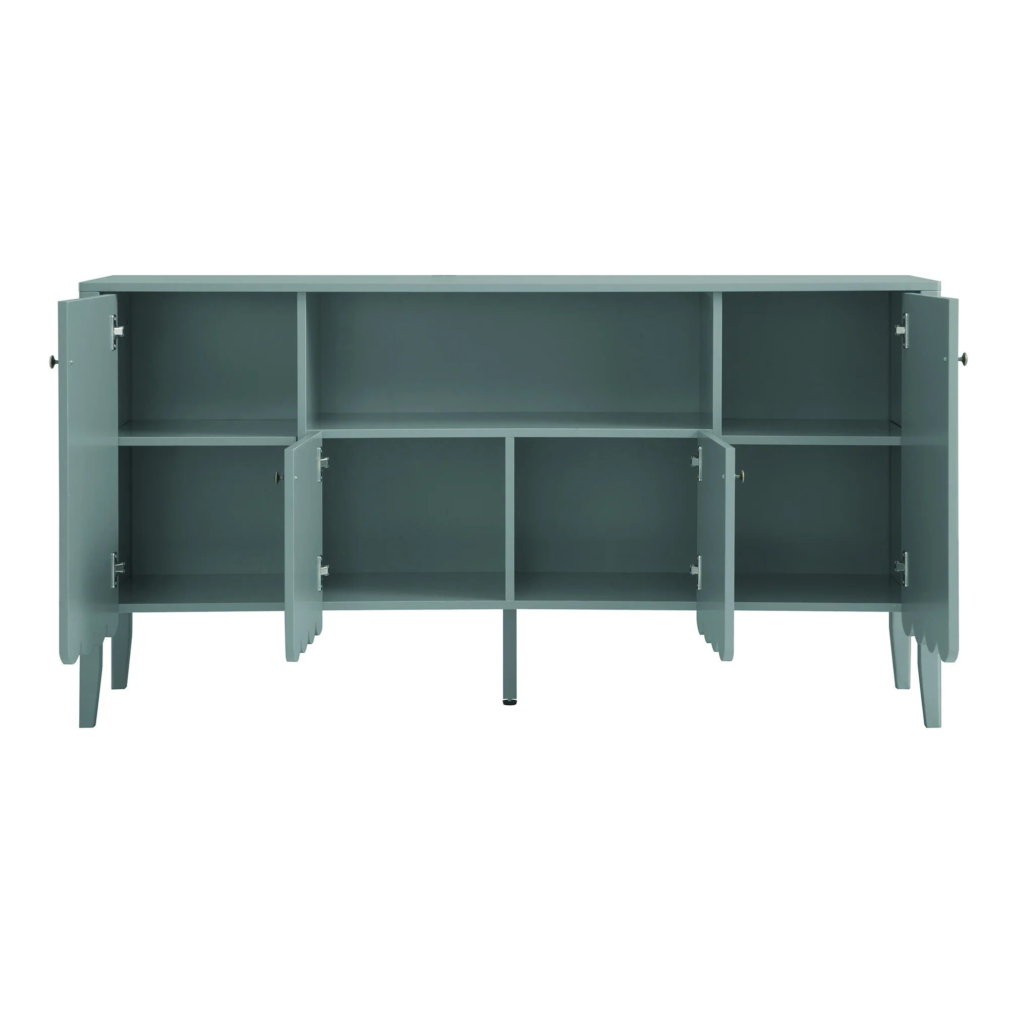 Henley Scalloped Edge 150cm Wide Sideboard with Open Shelf, Blue Spruce - Image 11