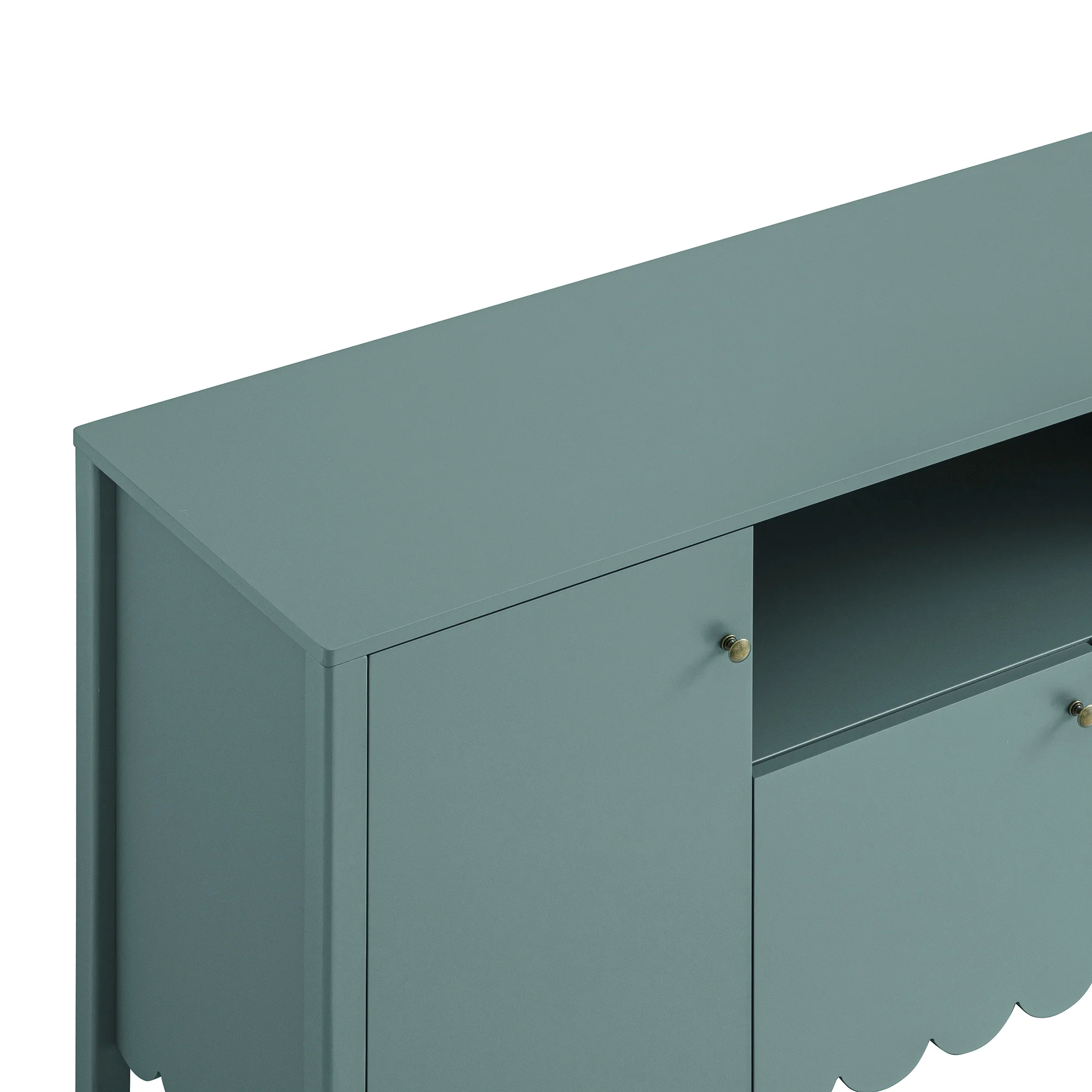 Henley Scalloped Edge 150cm Wide Sideboard with Open Shelf, Blue Spruce - Image 16