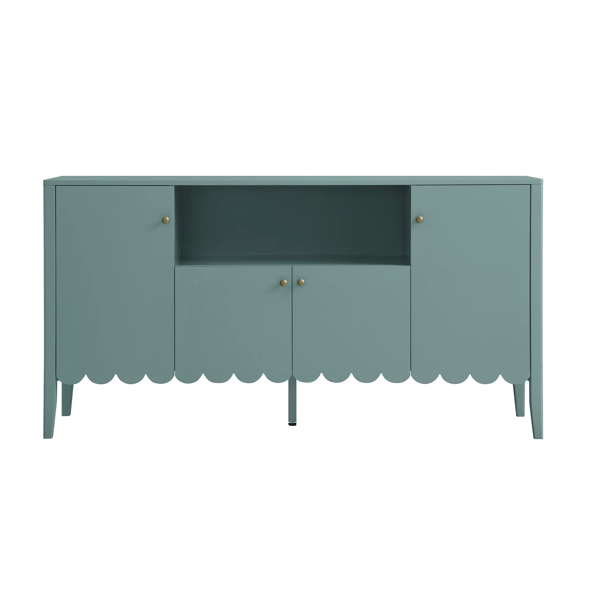 Henley Scalloped Edge 150cm Wide Sideboard with Open Shelf, Blue Spruce - Image 7