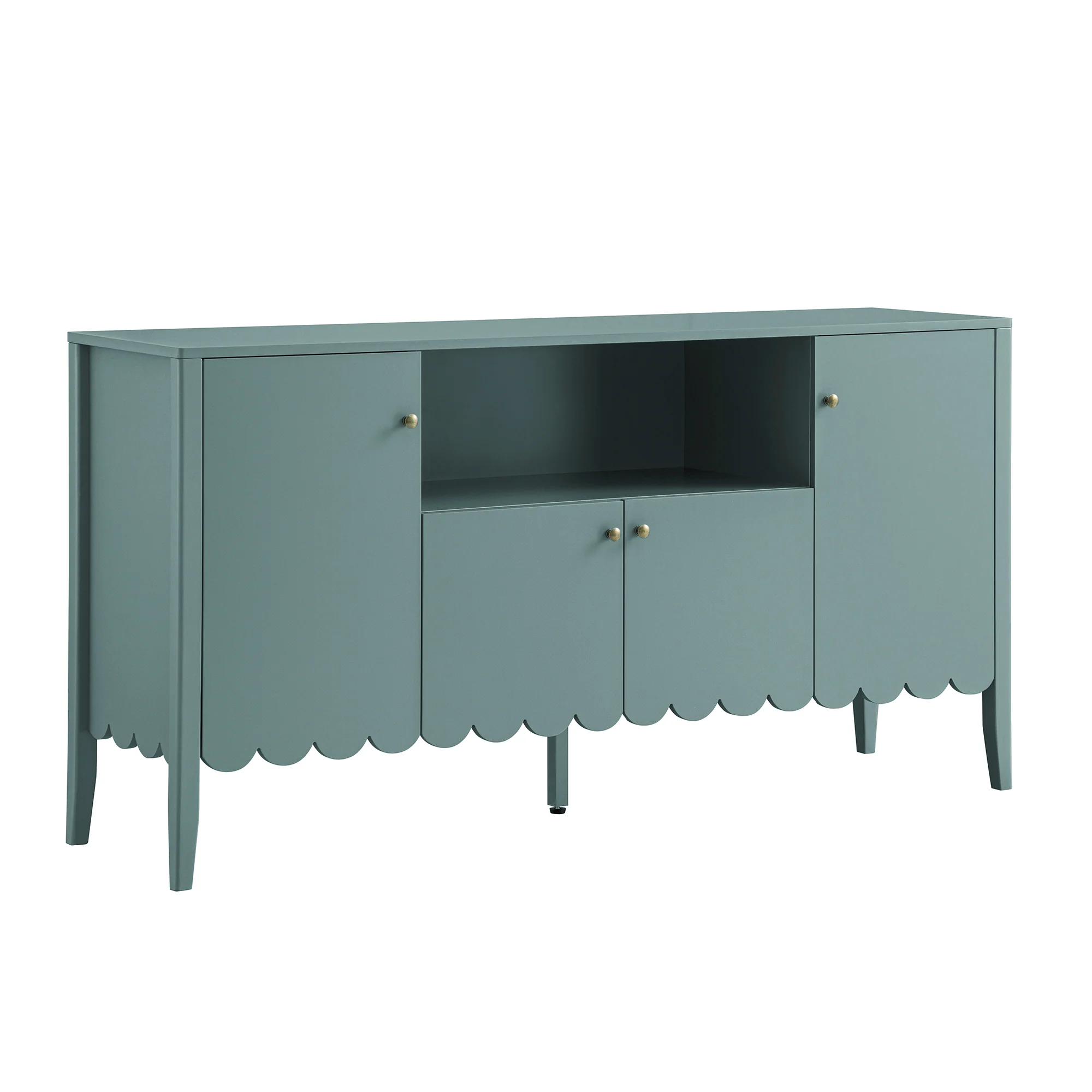 Henley Scalloped Edge 150cm Wide Sideboard with Open Shelf, Blue Spruce - Image 8