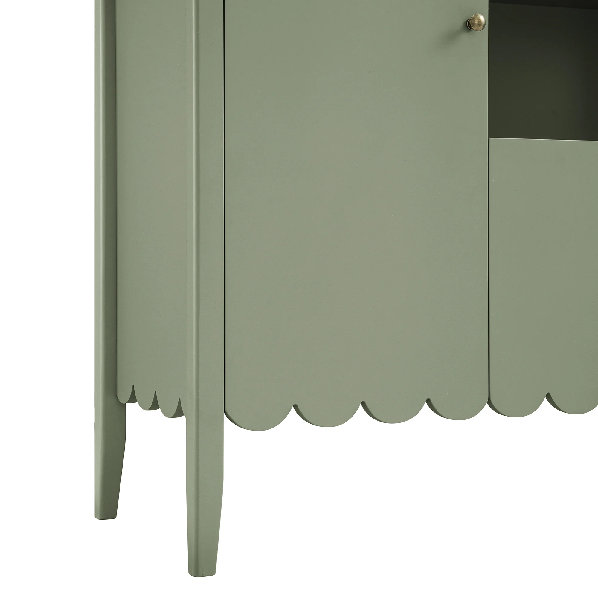 Henley Scalloped Edge 150cm Wide Sideboard with Open Shelf, Sage Green - Image 16